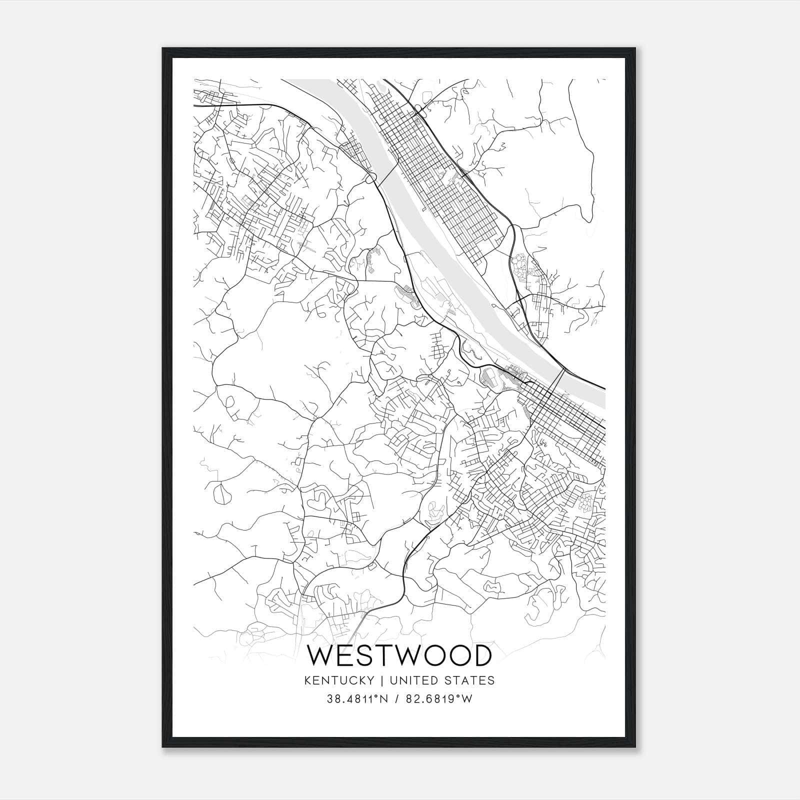 Westwood Kentucky Map Poster, Modern Home Decor Wall Art Print Westwood Kentucky Map Poster, Modern Home Decor Wall Art Print