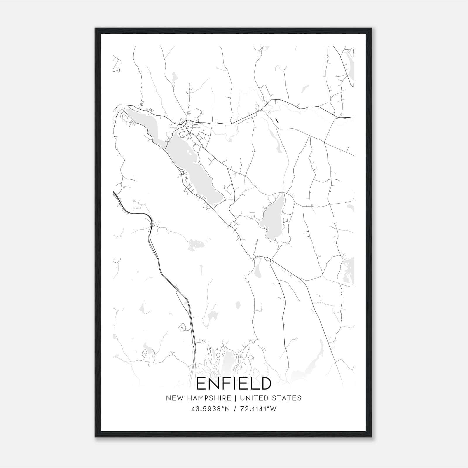 Enfield New Hampshire Map Poster, Modern Home Decor Wall Art Print Enfield New Hampshire Map Poster, Modern Home Decor Wall Art Print