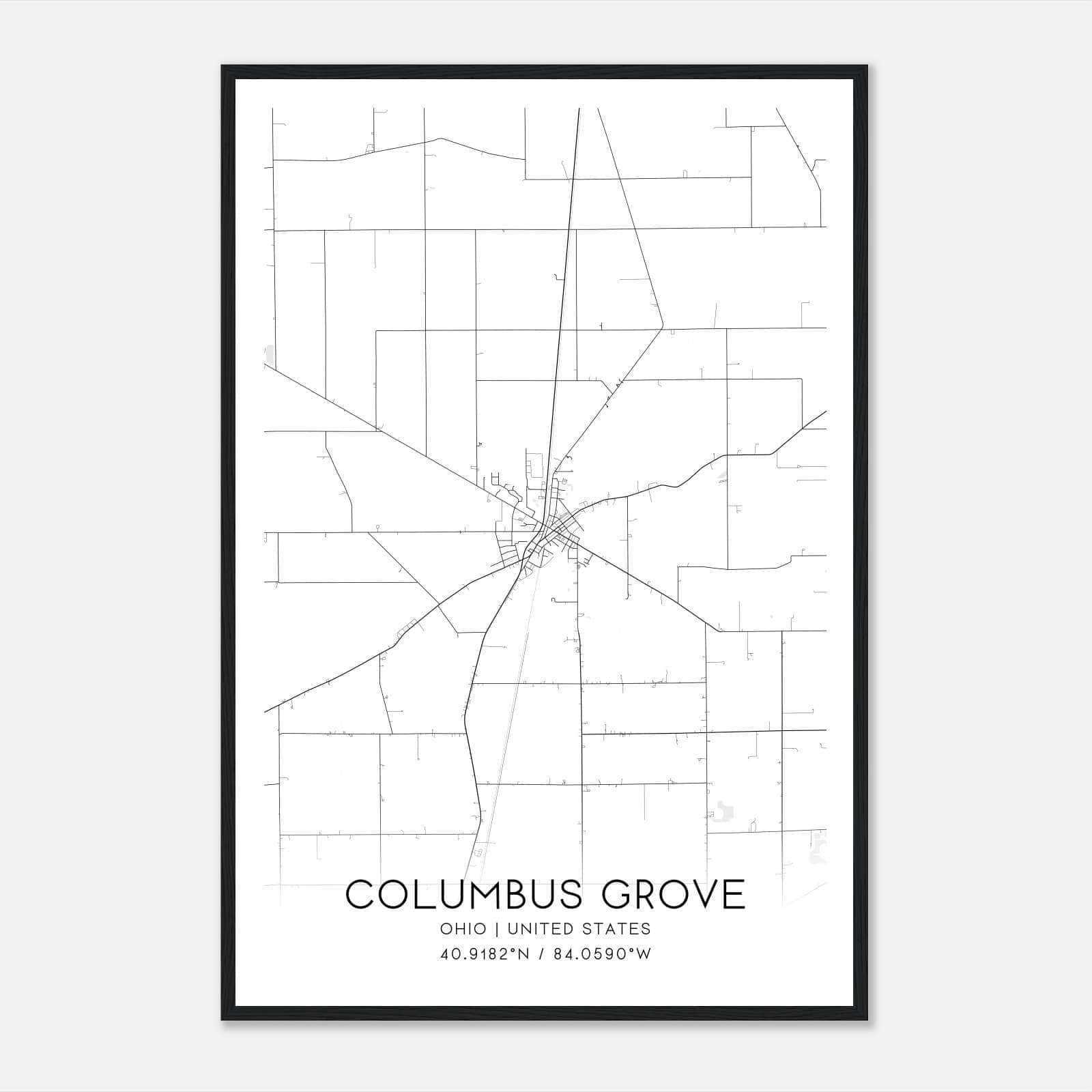 Columbus Grove Ohio Map Poster, Modern Home Decor Wall Art Print Columbus Grove Ohio Map Poster, Modern Home Decor Wall Art Print