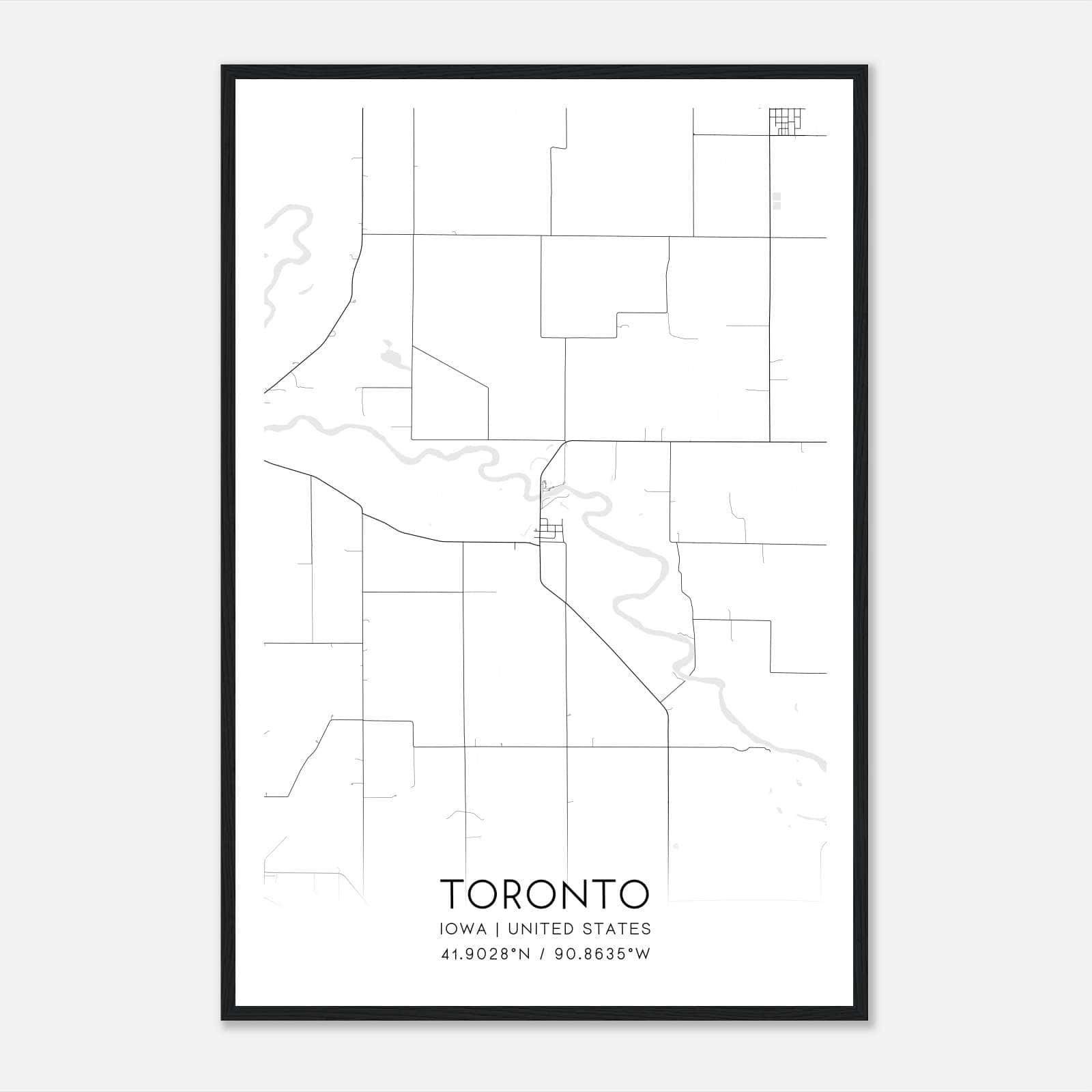 Toronto Iowa Map Poster, Modern Home Decor Wall Art Print Toronto Iowa Map Poster, Modern Home Decor Wall Art Print