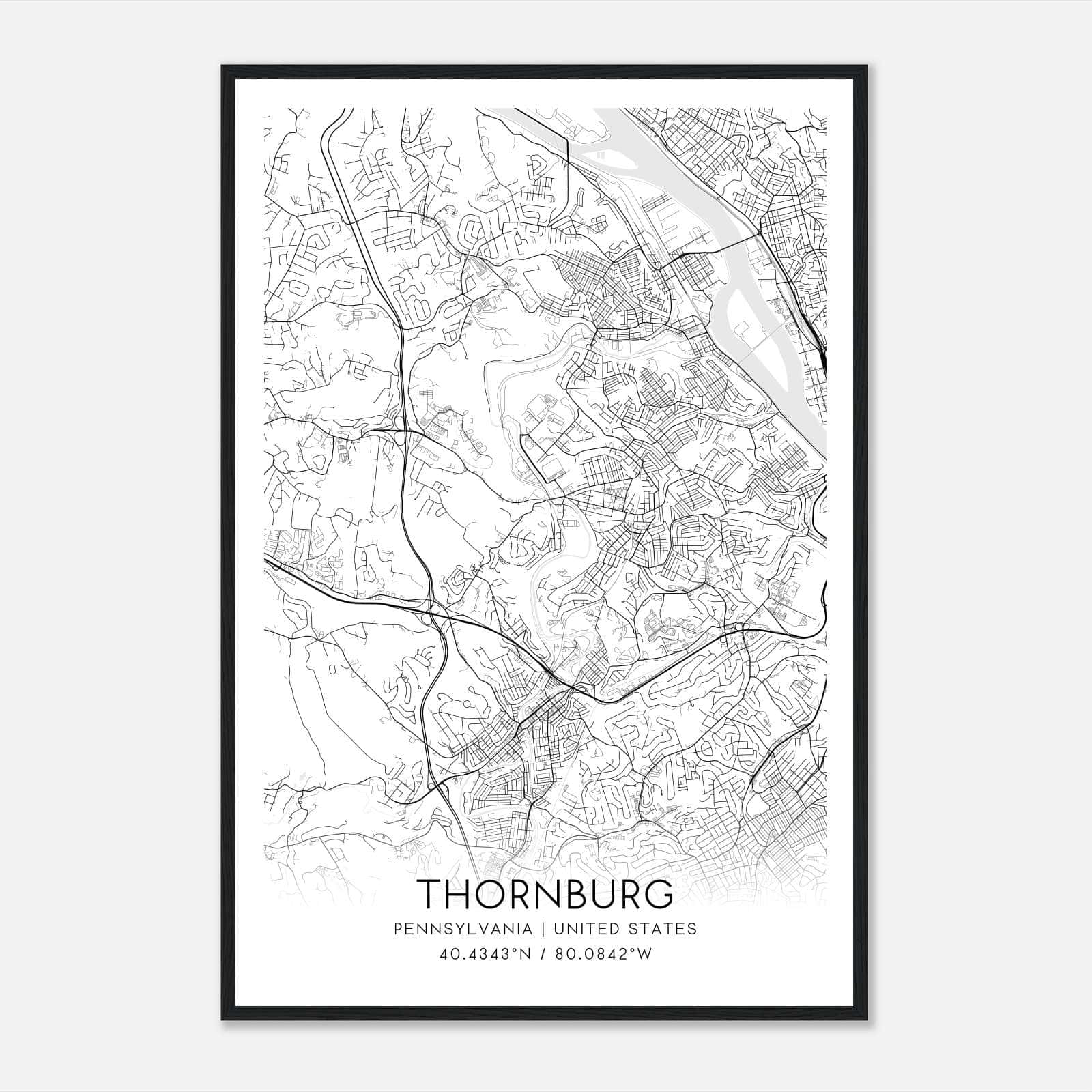 Thornburg Pennsylvania Map Poster, Modern Home Decor Wall Art Print Thornburg Pennsylvania Map Poster, Modern Home Decor Wall Art Print