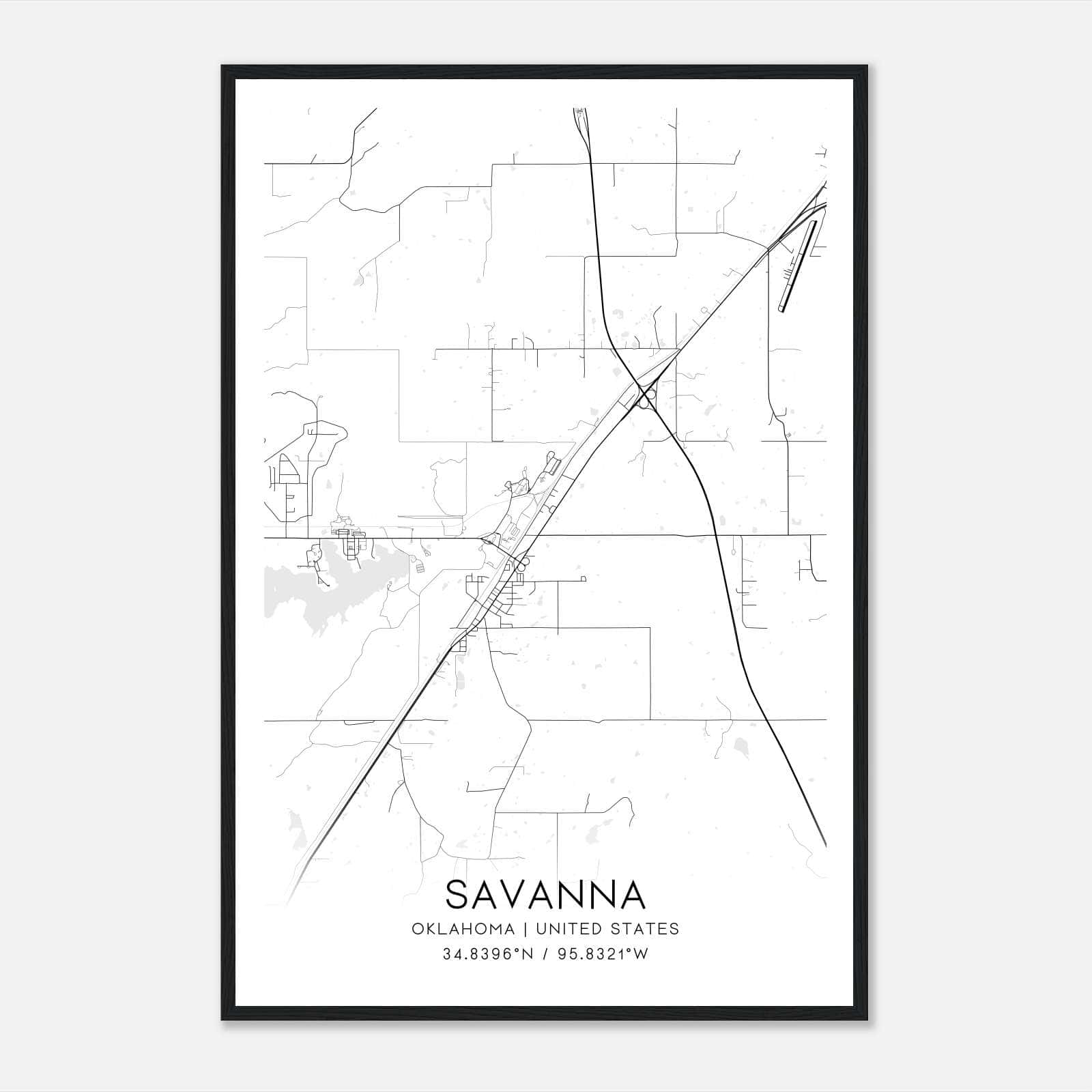 Savanna Oklahoma Map Poster, Modern Home Decor Wall Art Print Savanna Oklahoma Map Poster, Modern Home Decor Wall Art Print