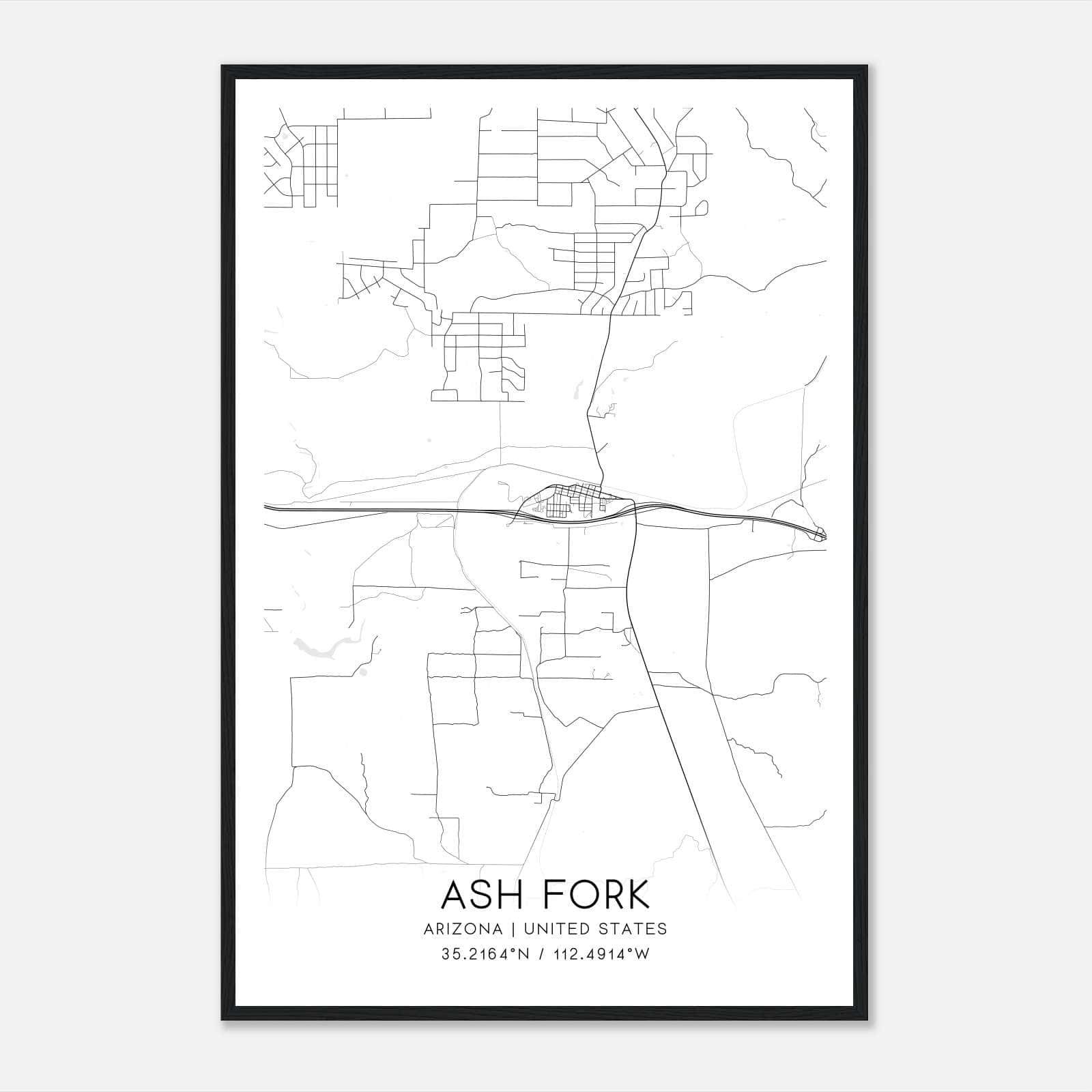 Ash Fork Arizona Map Poster, Modern Home Decor Wall Art Print Ash Fork Arizona Map Poster, Modern Home Decor Wall Art Print
