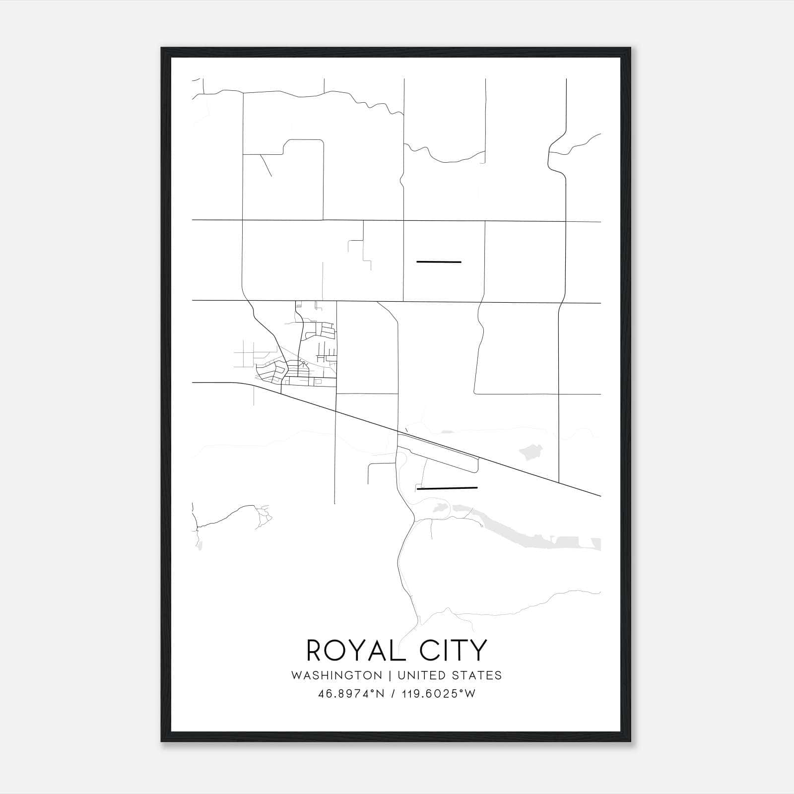 Royal City Washington Map Poster, Modern Home Decor Wall Art Print Royal City Washington Map Poster, Modern Home Decor Wall Art Print
