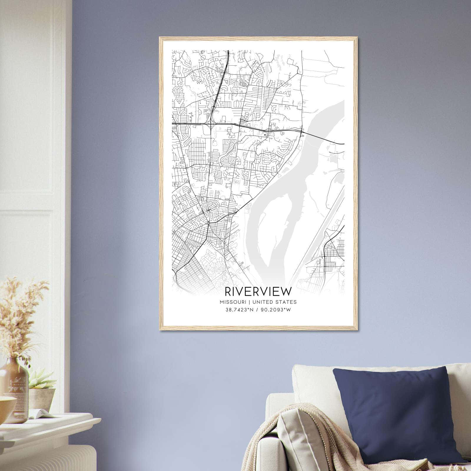 Deerfield Kansas Map Poster, Modern Home Decor Wall Art Print (Copy)