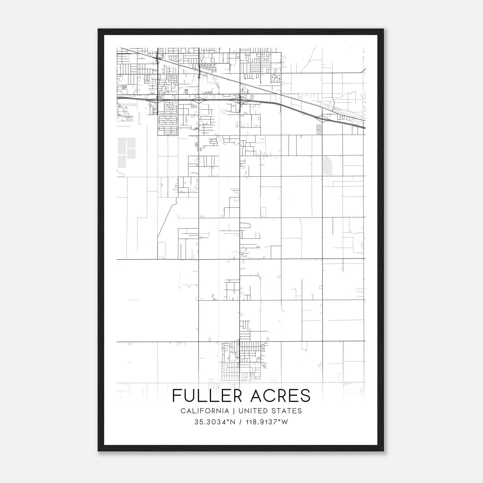 Fuller Acres California Map Poster, Modern Home Decor Wall Art Print Fuller Acres California Map Poster, Modern Home Decor Wall Art Print