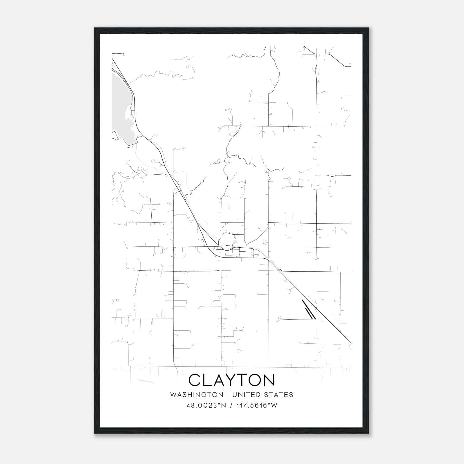 Clayton Washington Map Poster, Modern Home Decor Wall Art Print Clayton Washington Map Poster, Modern Home Decor Wall Art Print