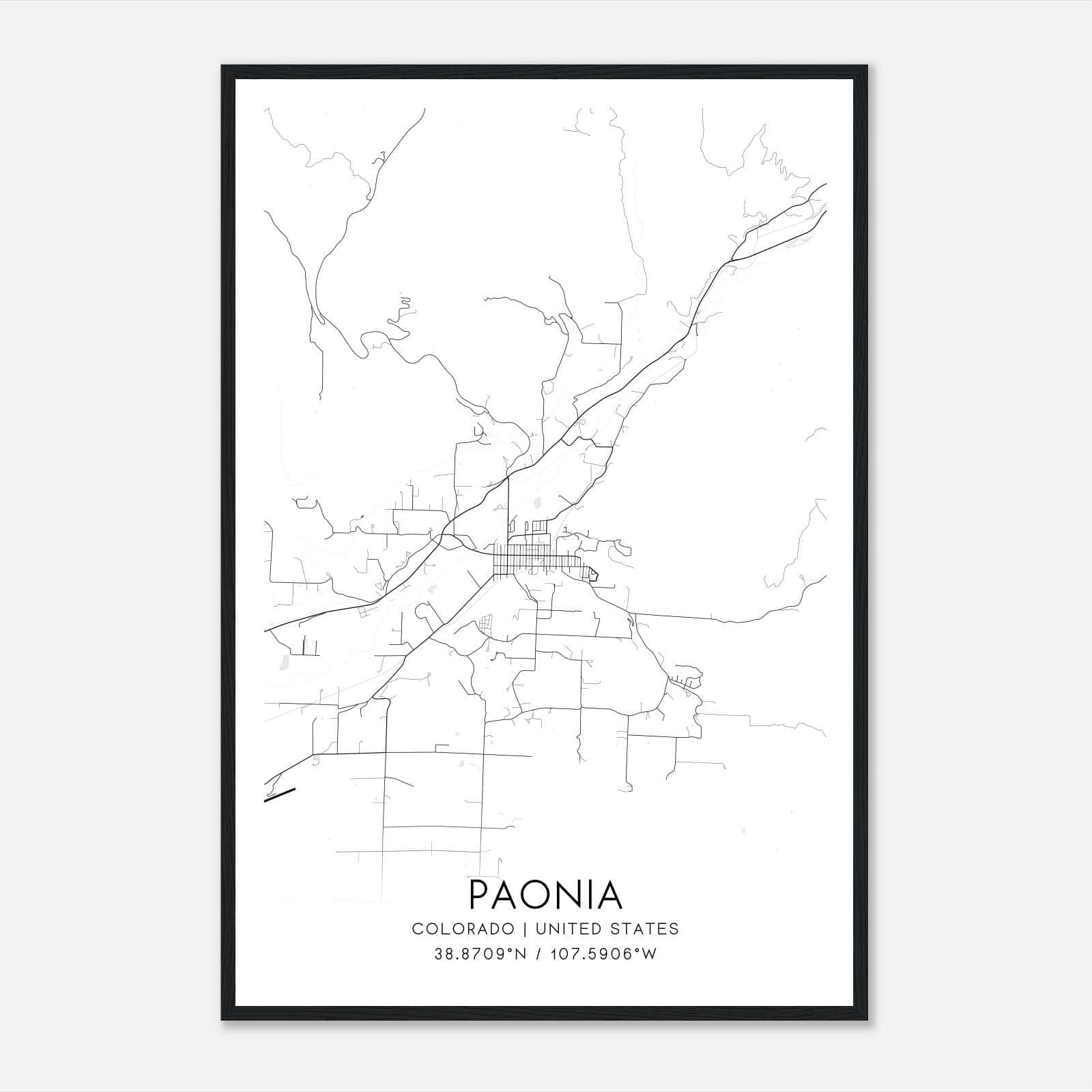 Paonia Colorado Map Poster, Modern Home Decor Wall Art Print Paonia Colorado Map Poster, Modern Home Decor Wall Art Print