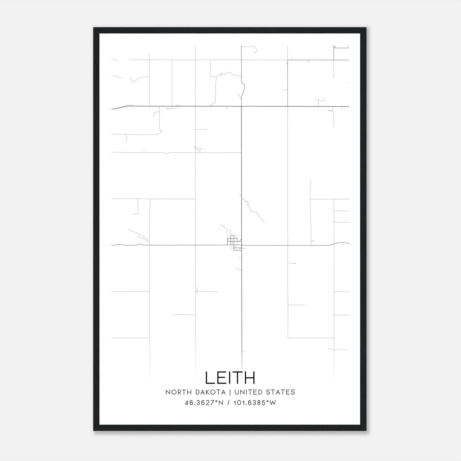 Leith North Dakota Map Poster, Modern Home Decor Wall Art Print Leith North Dakota Map Poster, Modern Home Decor Wall Art Print