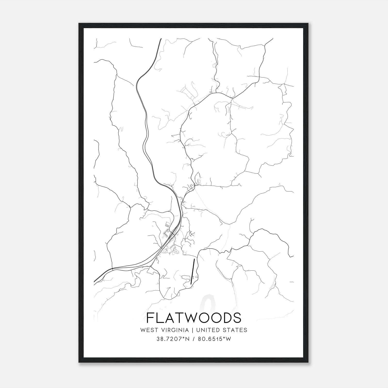 Flatwoods West Virginia Map Poster, Modern Home Decor Wall Art Print Flatwoods West Virginia Map Poster, Modern Home Decor Wall Art Print