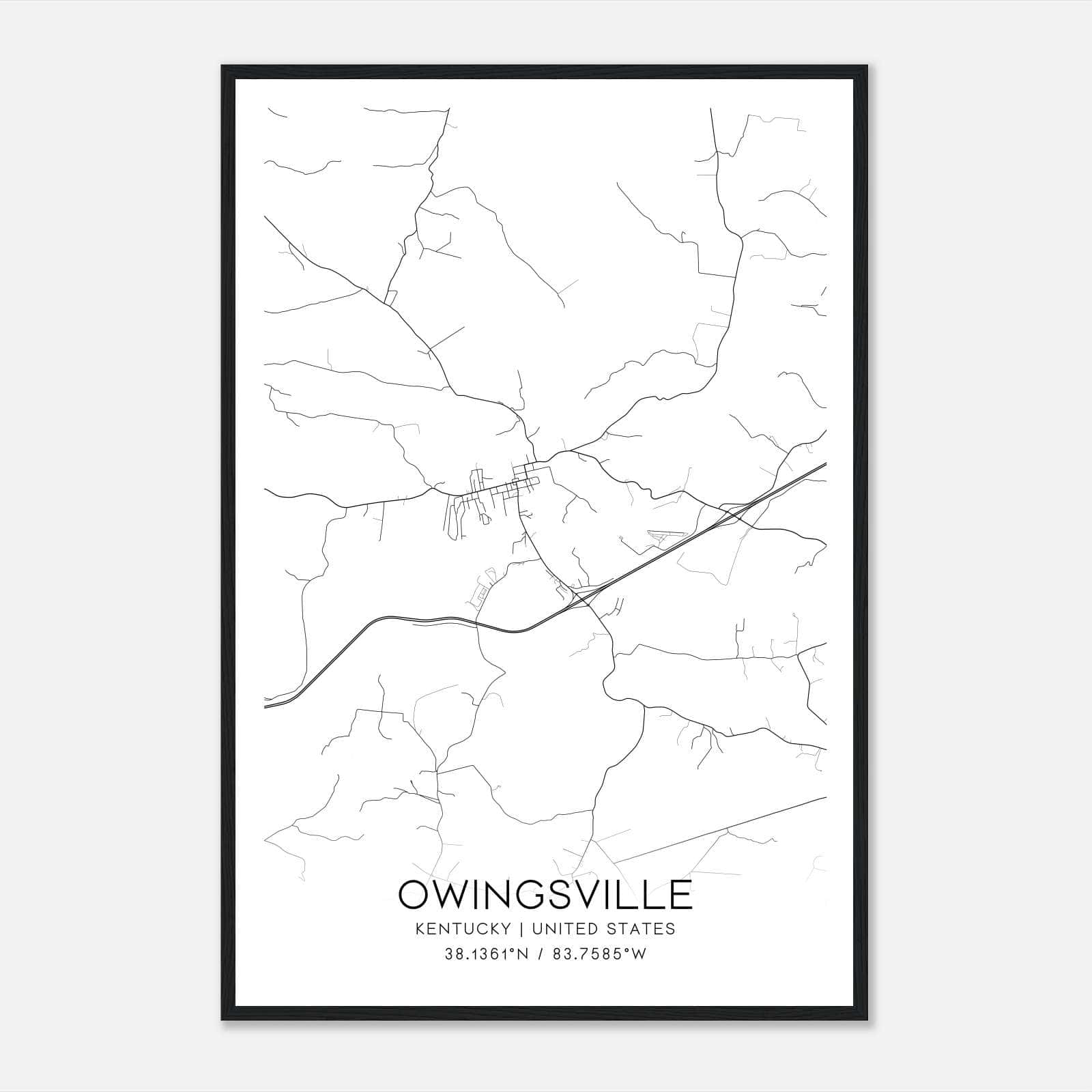 Owingsville Kentucky Map Poster, Modern Home Decor Wall Art Print Owingsville Kentucky Map Poster, Modern Home Decor Wall Art Print