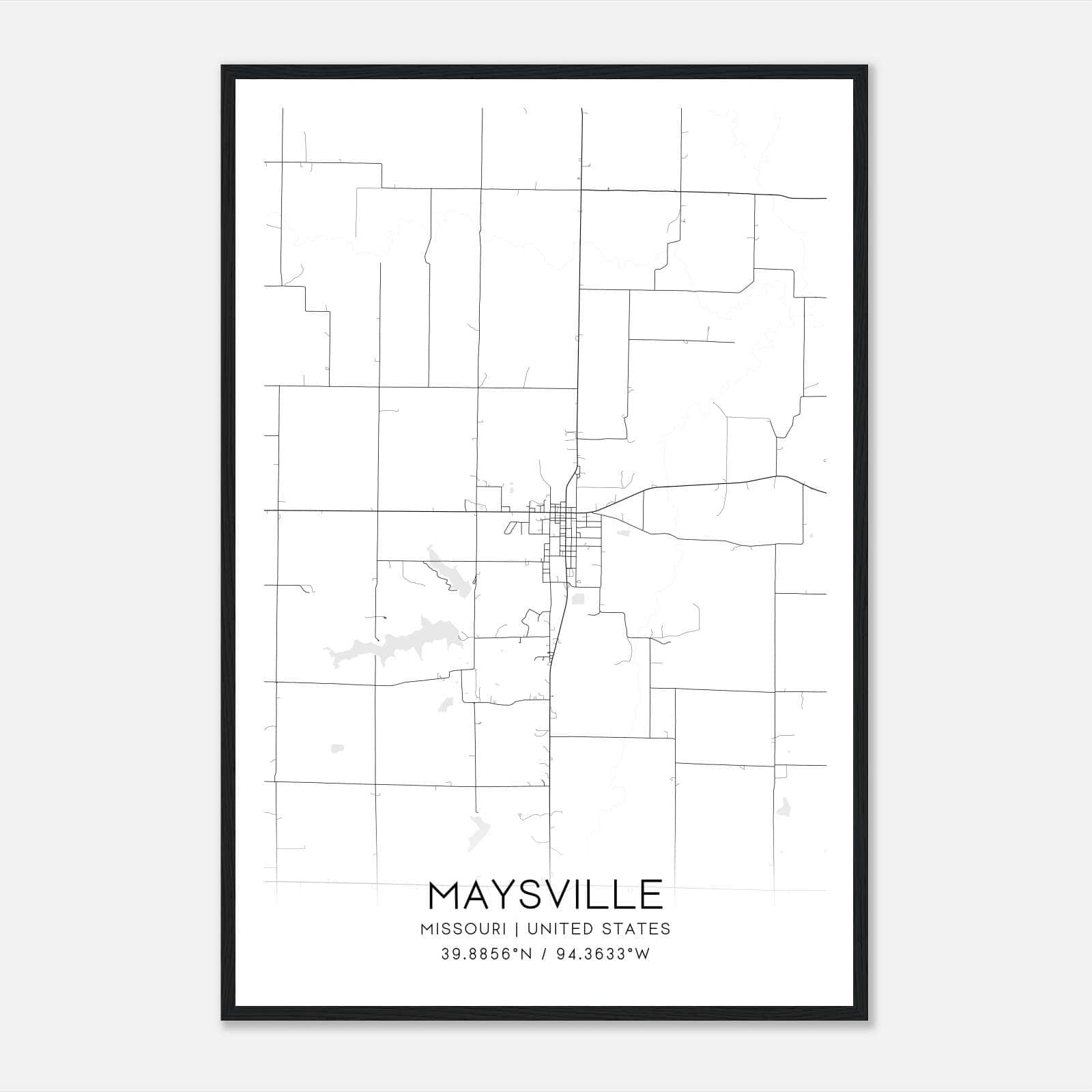 Maysville Missouri Map Poster, Modern Home Decor Wall Art Print Maysville Missouri Map Poster, Modern Home Decor Wall Art Print