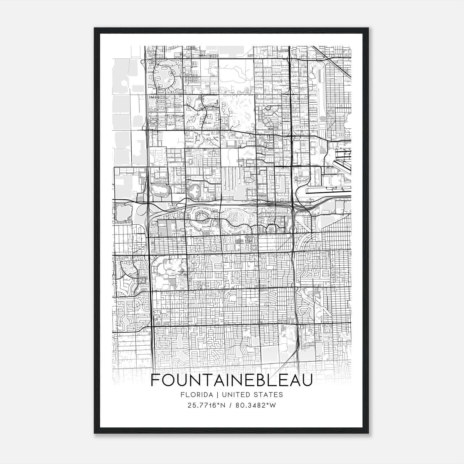 Fountainebleau Florida Map Poster, Modern Home Decor Wall Art Print Fountainebleau Florida Map Poster, Modern Home Decor Wall Art Print