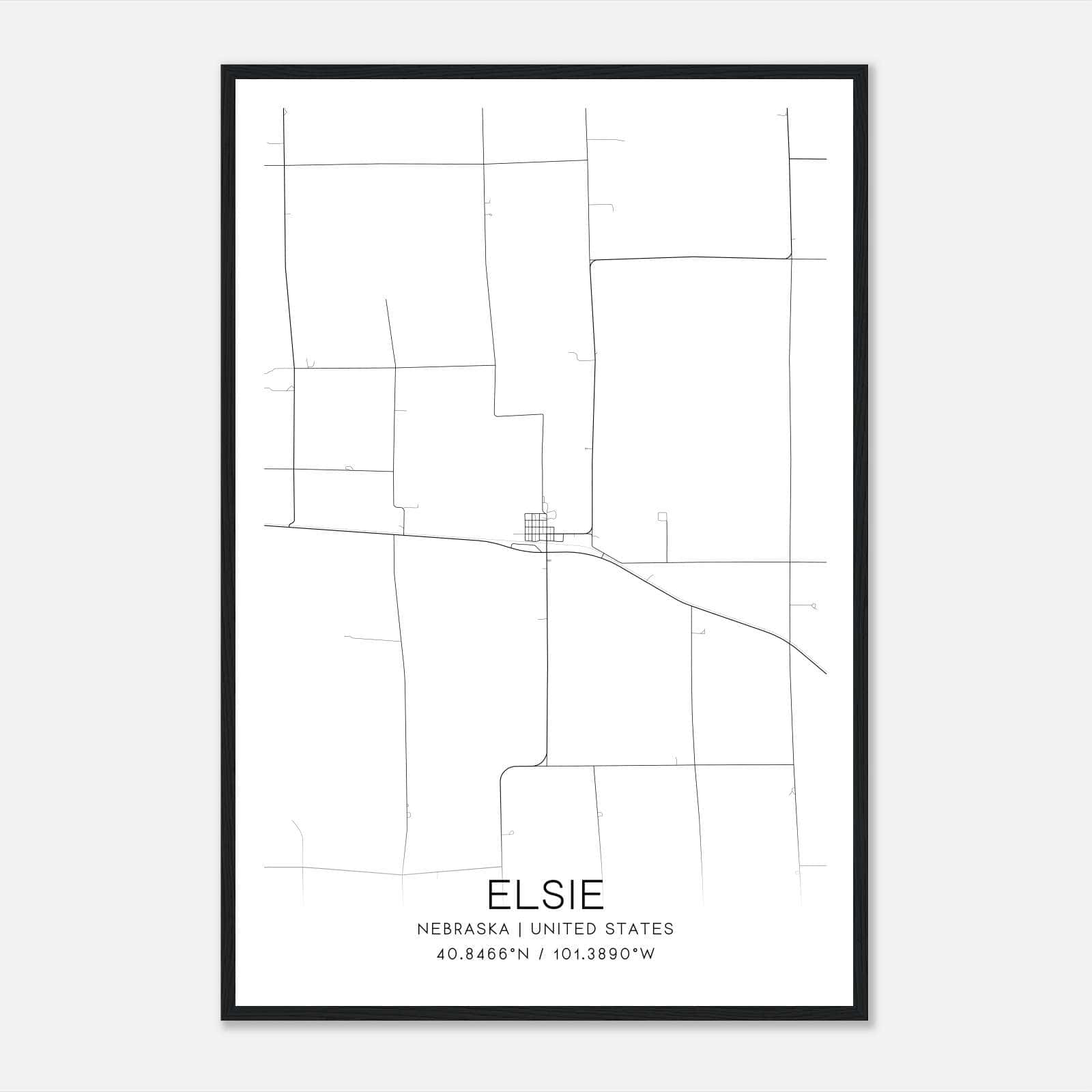 Elsie Nebraska Map Poster, Modern Home Decor Wall Art Print Elsie Nebraska Map Poster, Modern Home Decor Wall Art Print