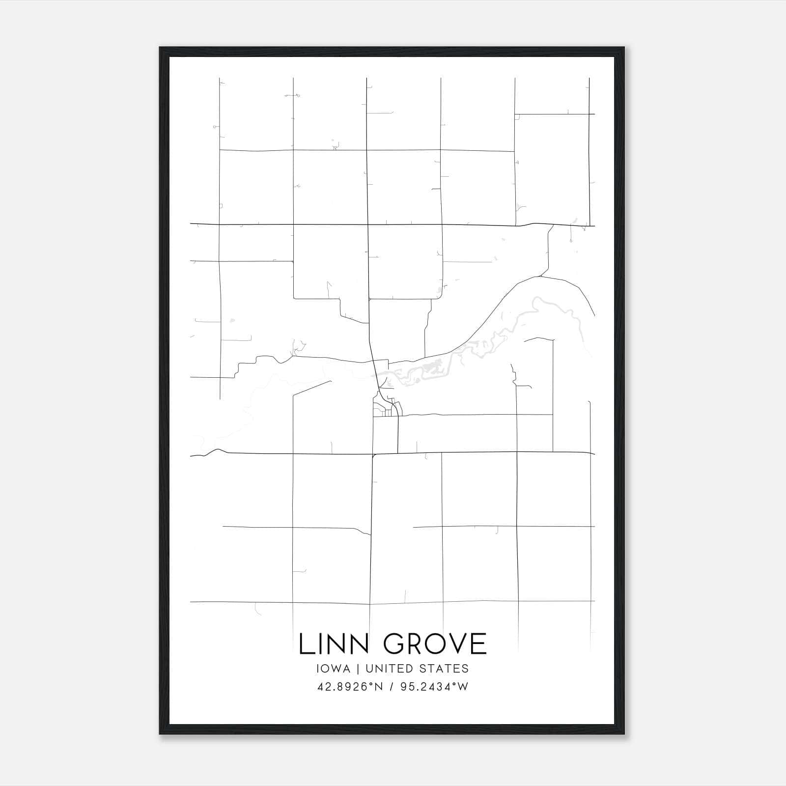 Linn Grove Iowa Map Poster, Modern Home Decor Wall Art Print Linn Grove Iowa Map Poster, Modern Home Decor Wall Art Print
