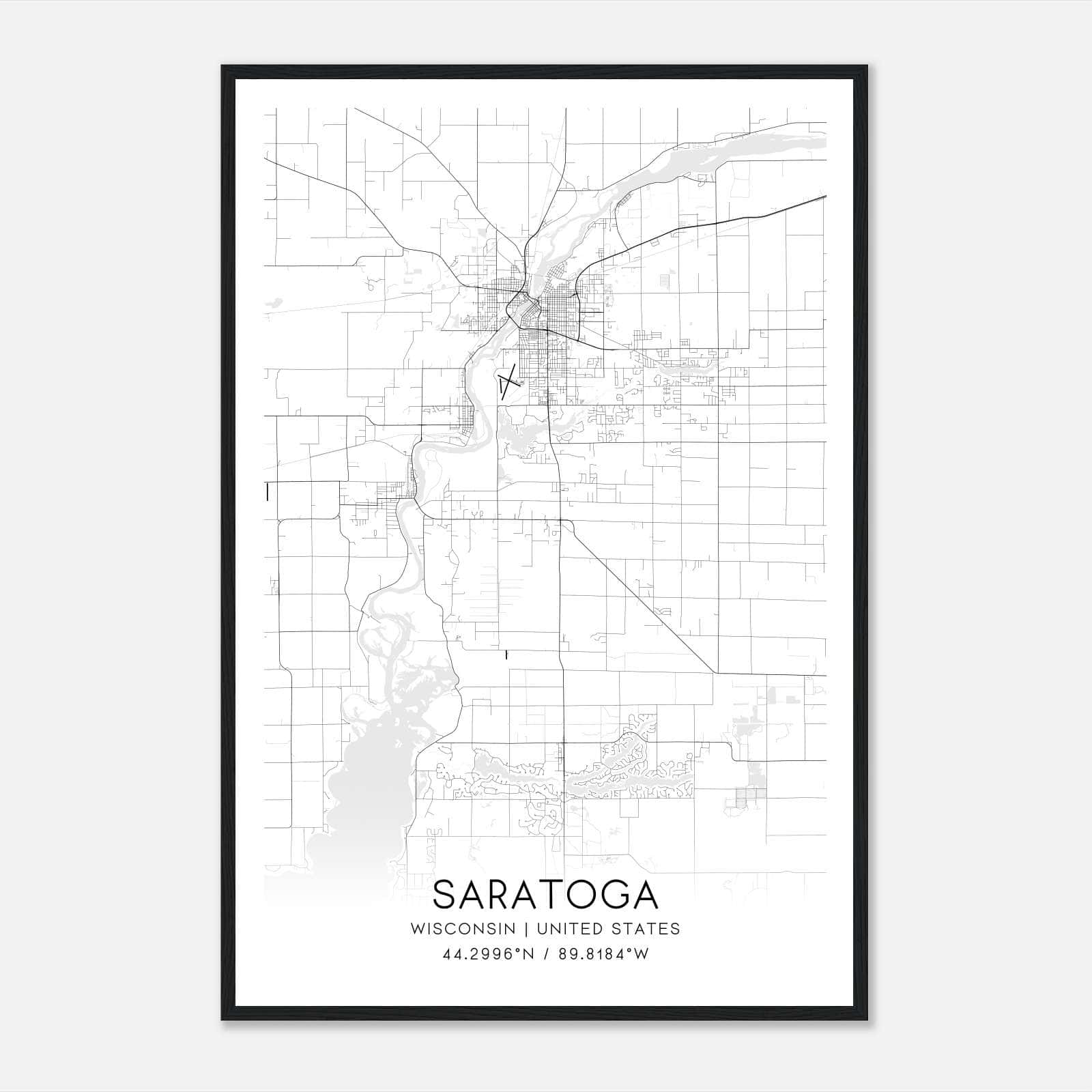 Saratoga Wisconsin Map Poster, Modern Home Decor Wall Art Print Saratoga Wisconsin Map Poster, Modern Home Decor Wall Art Print
