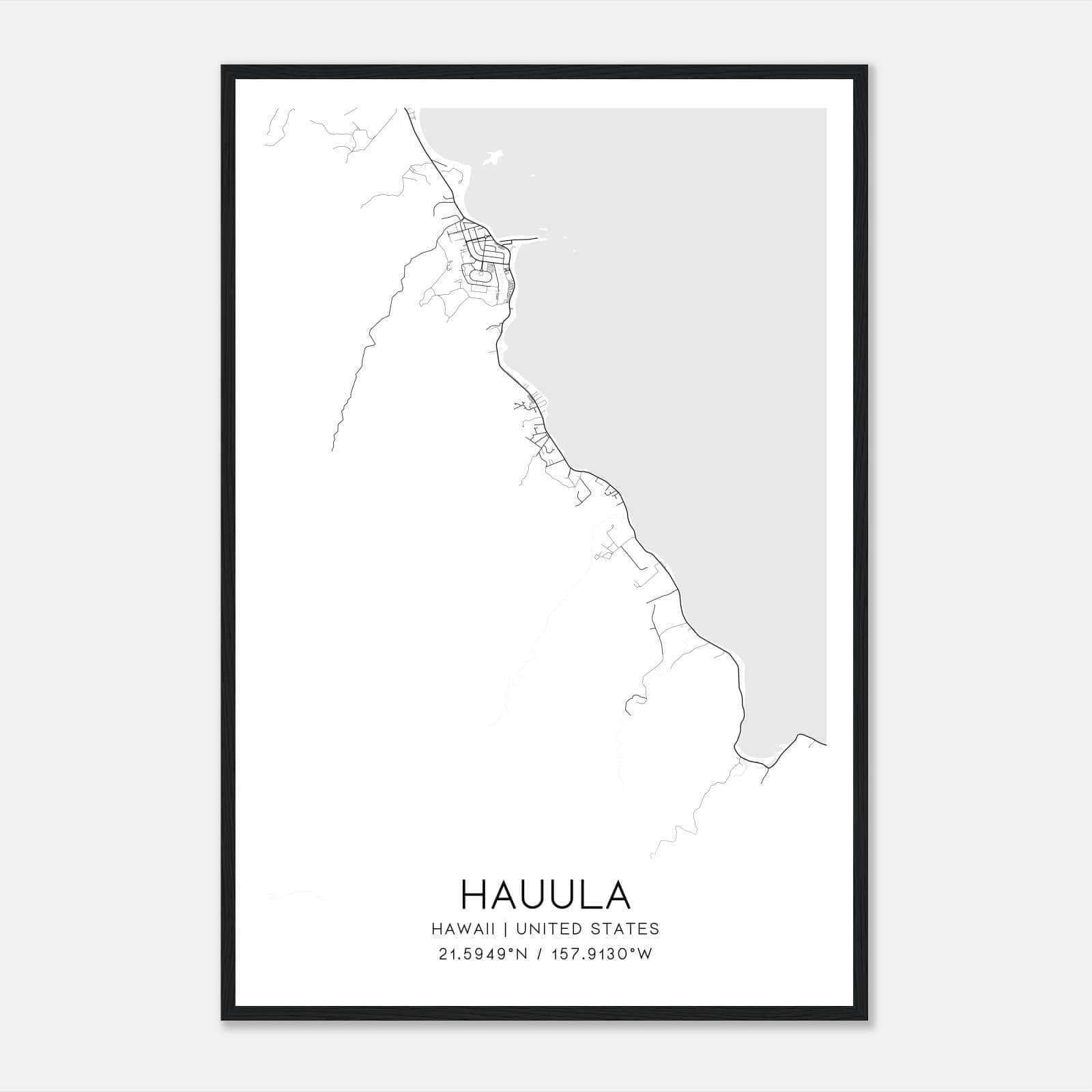 Hauula Hawaii Map Poster, Modern Home Decor Wall Art Print Hauula Hawaii Map Poster, Modern Home Decor Wall Art Print