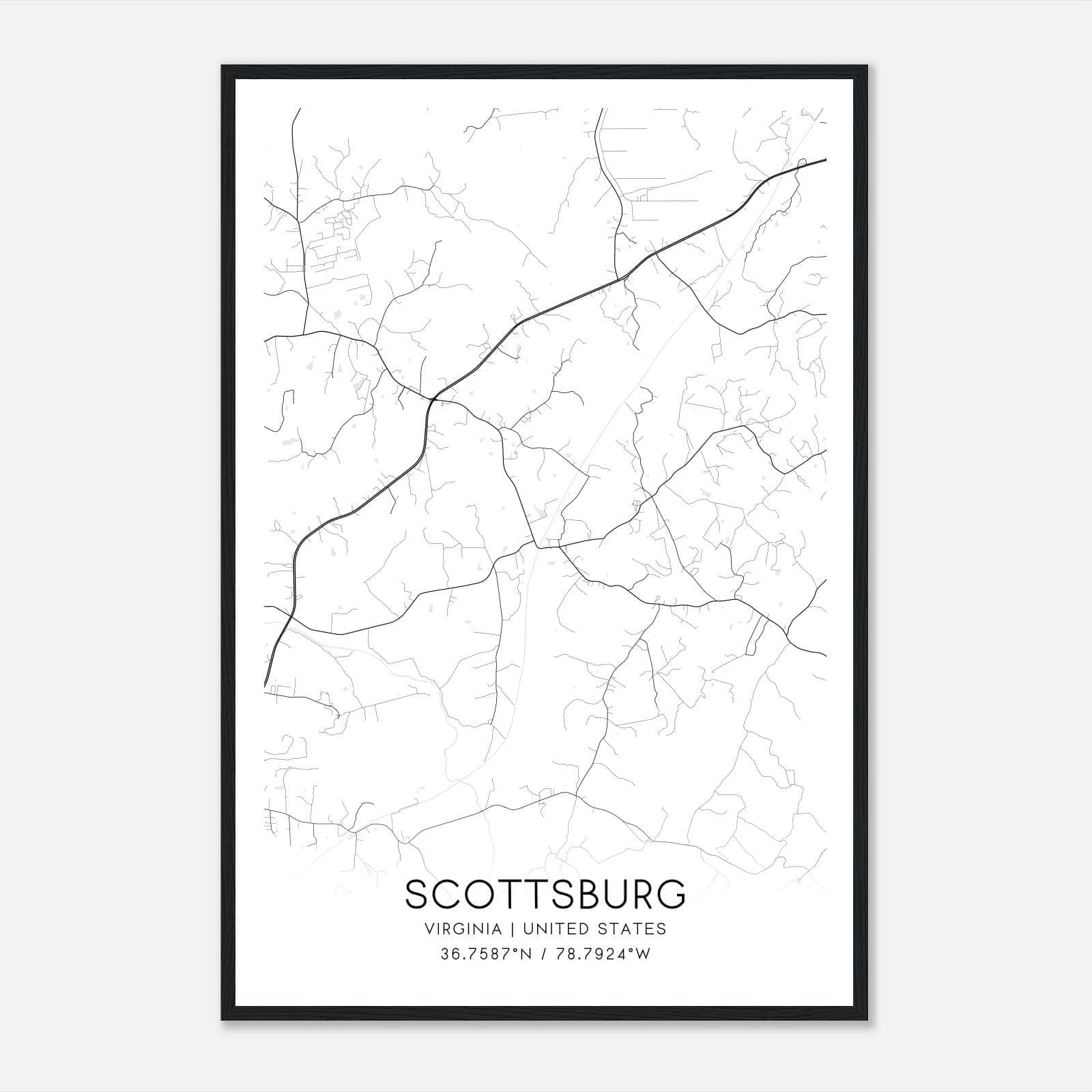 Scottsburg Virginia Map Poster, Modern Home Decor Wall Art Print Scottsburg Virginia Map Poster, Modern Home Decor Wall Art Print