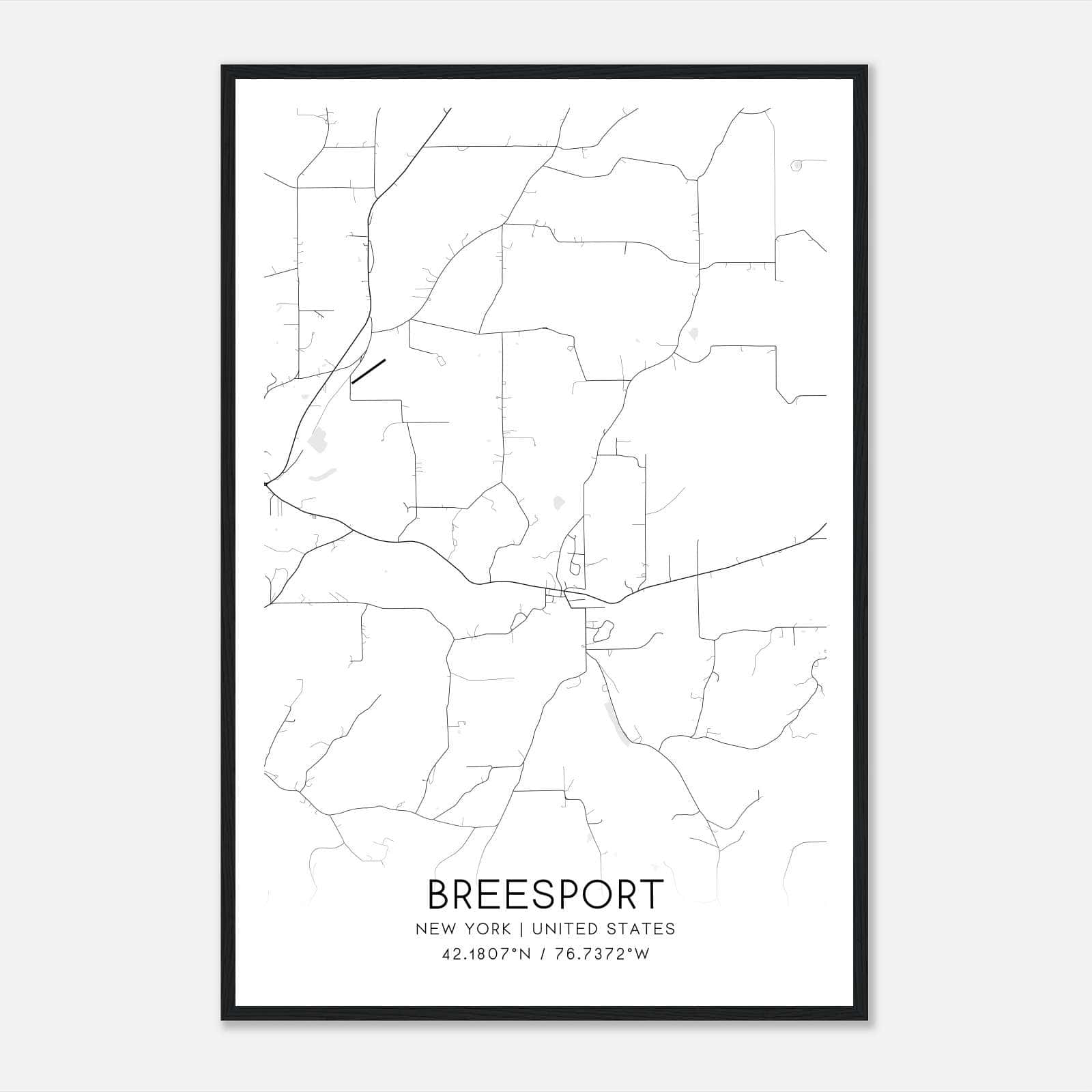Breesport New York Map Poster, Modern Home Decor Wall Art Print Breesport New York Map Poster, Modern Home Decor Wall Art Print