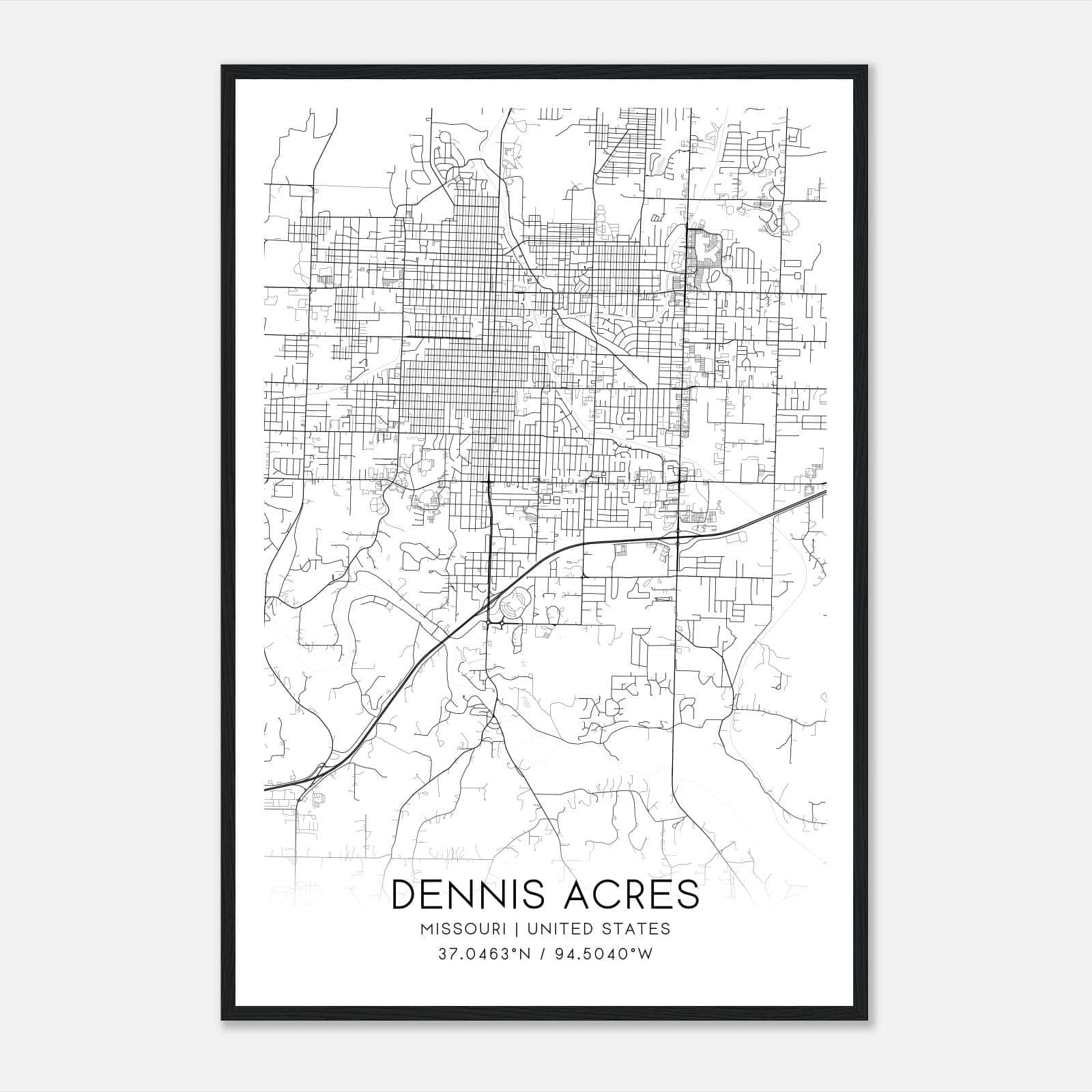 Dennis Acres Missouri Map Poster, Modern Home Decor Wall Art Print Dennis Acres Missouri Map Poster, Modern Home Decor Wall Art Print