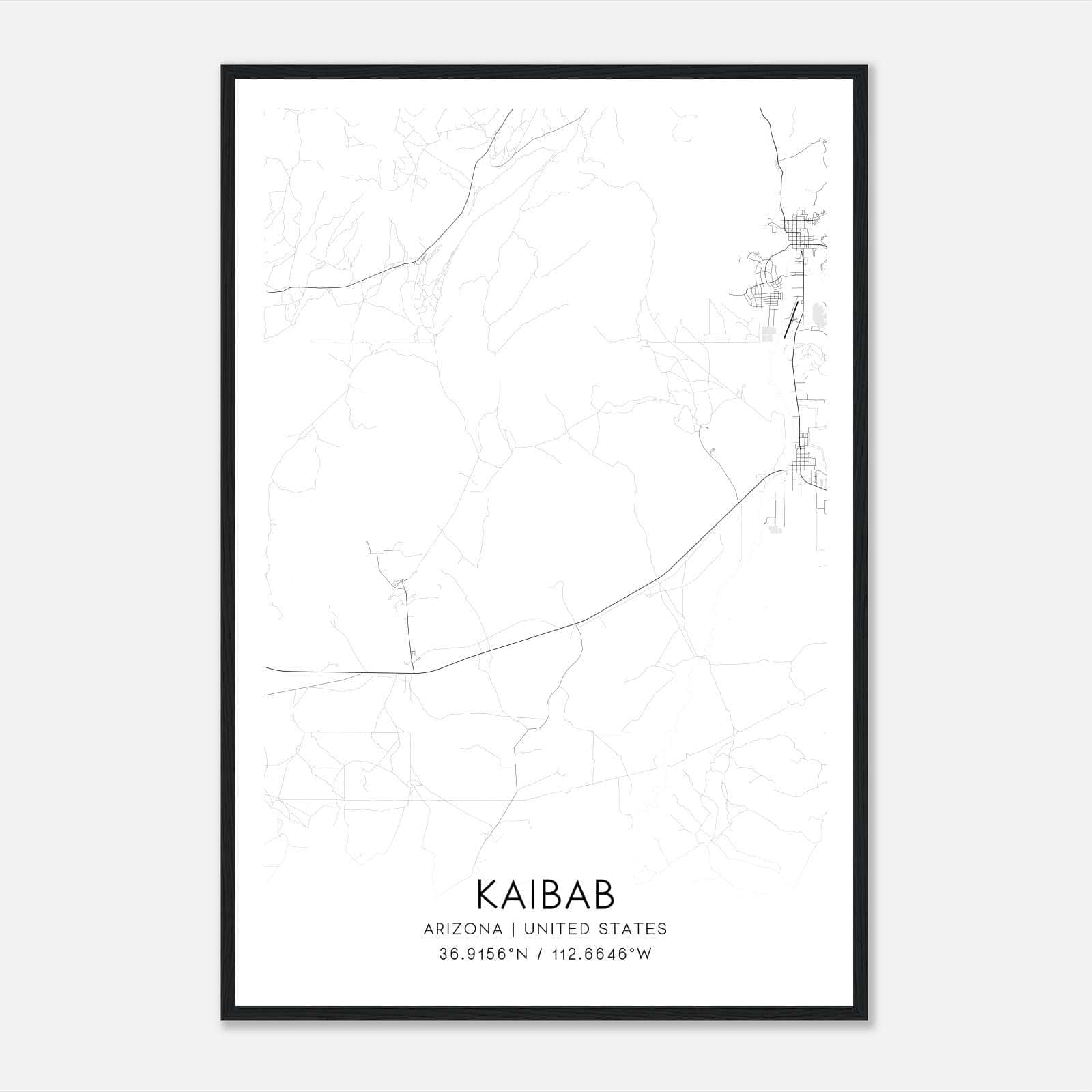 Kaibab Arizona Map Poster, Modern Home Decor Wall Art Print Kaibab Arizona Map Poster, Modern Home Decor Wall Art Print