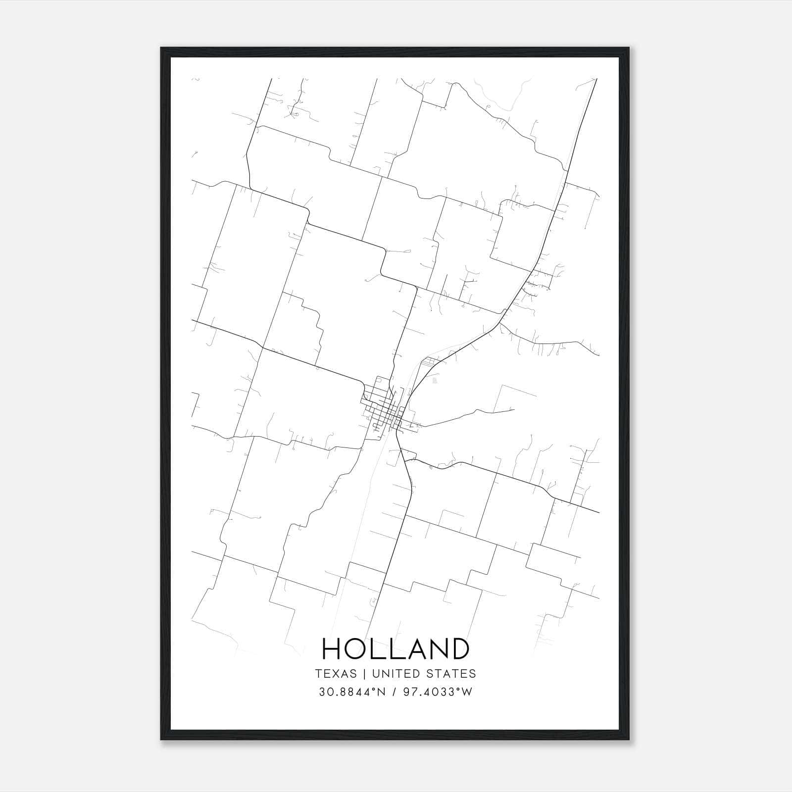 Holland Texas Map Poster, Modern Home Decor Wall Art Print Holland Texas Map Poster, Modern Home Decor Wall Art Print