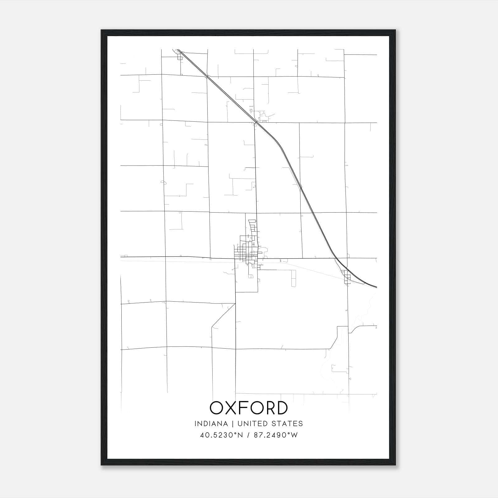 Oxford Indiana Map Poster, Modern Home Decor Wall Art Print Oxford Indiana Map Poster, Modern Home Decor Wall Art Print