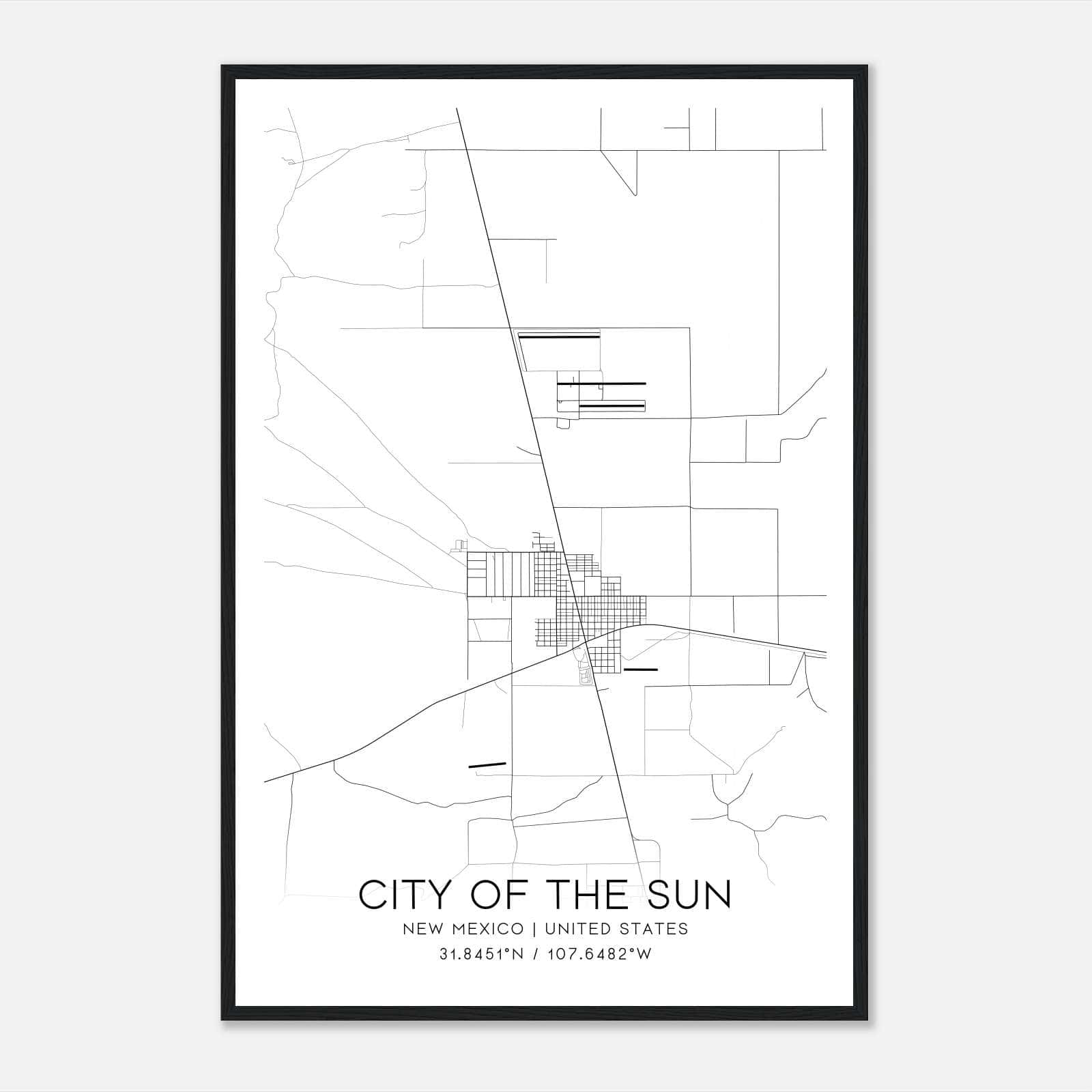City Of The Sun New Mexico Map Poster, Modern Home Decor Wall Art Print City Of The Sun New Mexico Map Poster, Modern Home Decor Wall Art Print