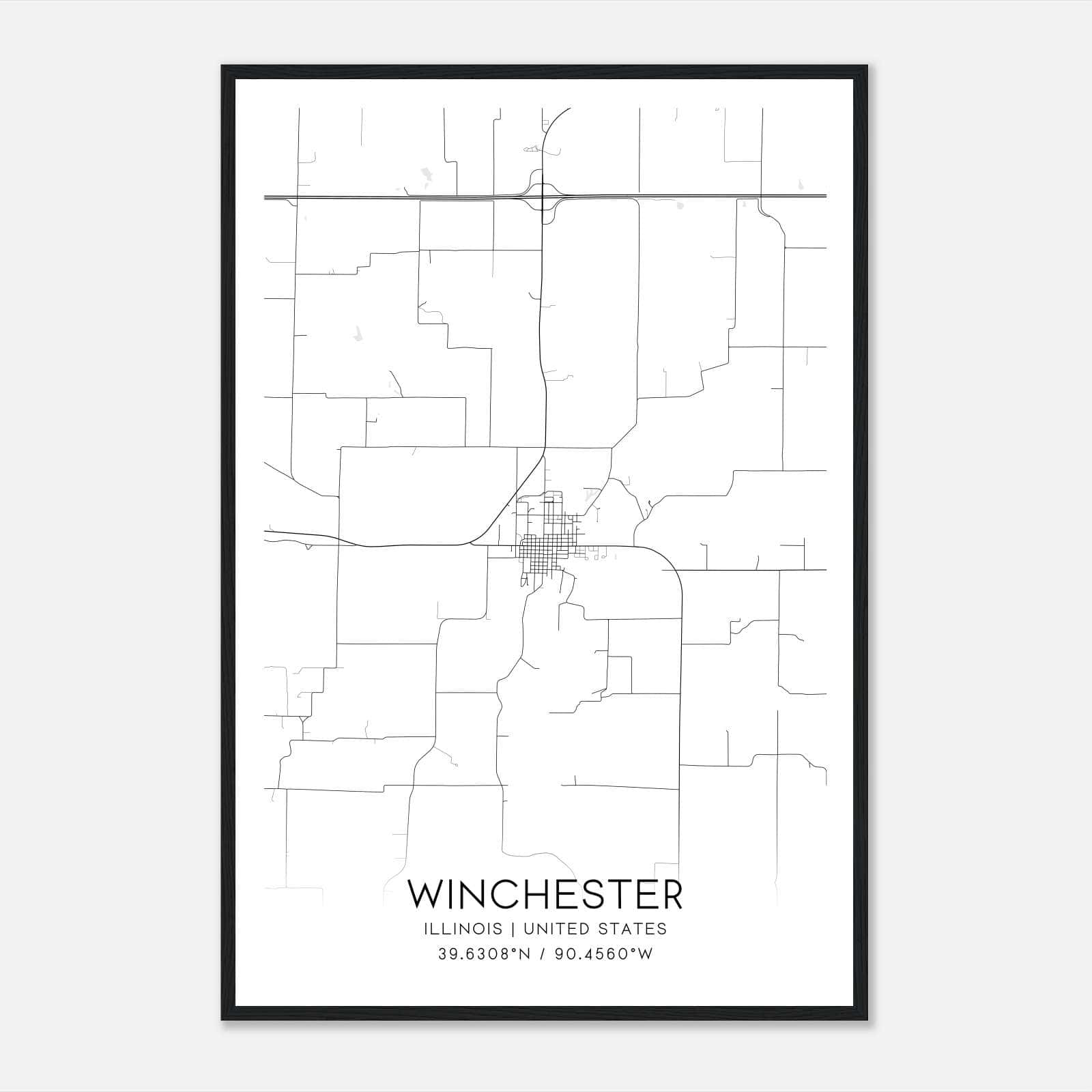 Winchester Illinois Map Poster, Modern Home Decor Wall Art Print Winchester Illinois Map Poster, Modern Home Decor Wall Art Print