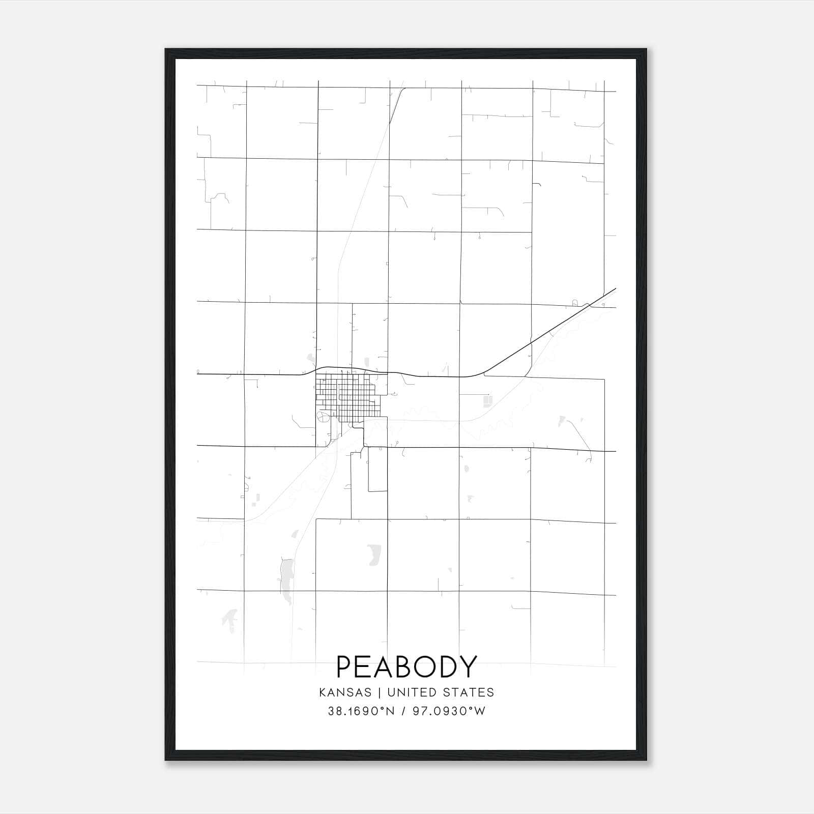 Peabody Kansas Map Poster, Modern Home Decor Wall Art Print Peabody Kansas Map Poster, Modern Home Decor Wall Art Print