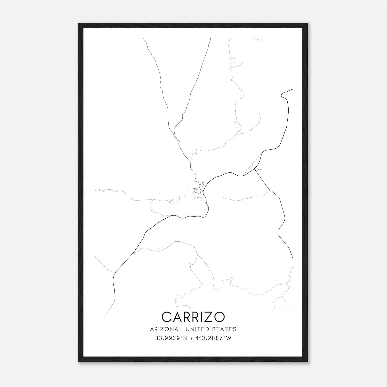 Carrizo Arizona Map Poster, Modern Home Decor Wall Art Print Carrizo Arizona Map Poster, Modern Home Decor Wall Art Print