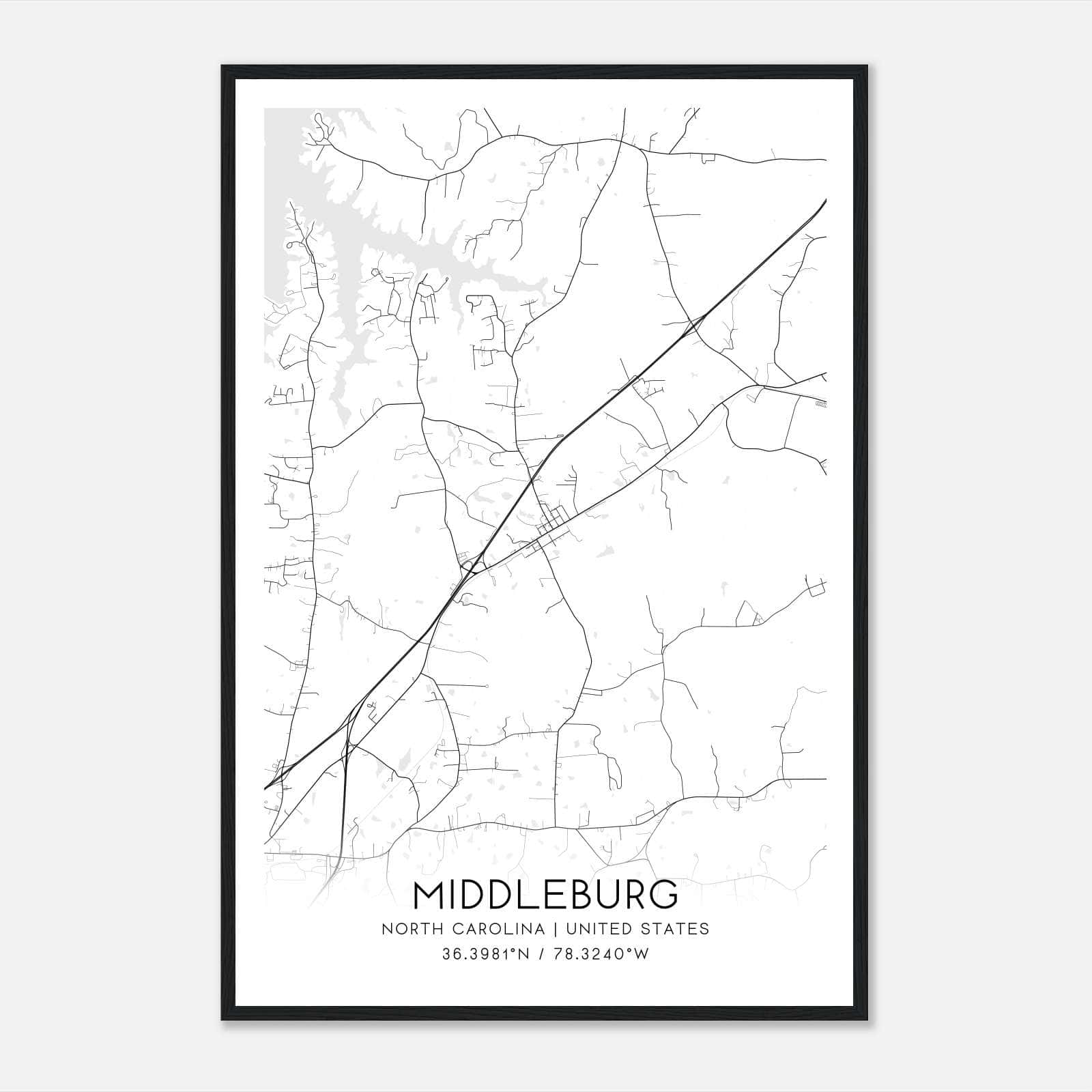Middleburg North Carolina Map Poster, Modern Home Decor Wall Art Print Middleburg North Carolina Map Poster, Modern Home Decor Wall Art Print