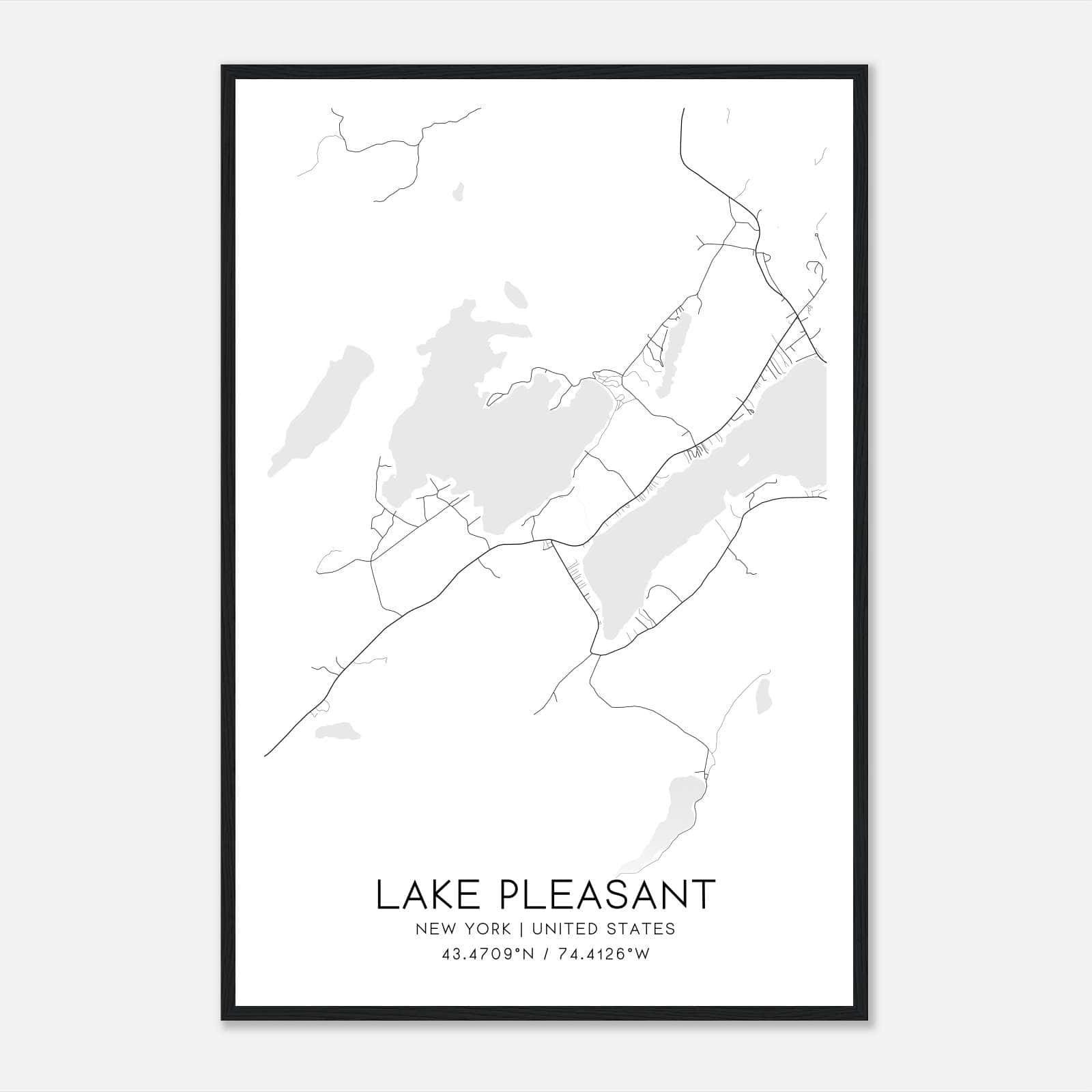 Lake Pleasant New York Map Poster, Modern Home Decor Wall Art Print Lake Pleasant New York Map Poster, Modern Home Decor Wall Art Print