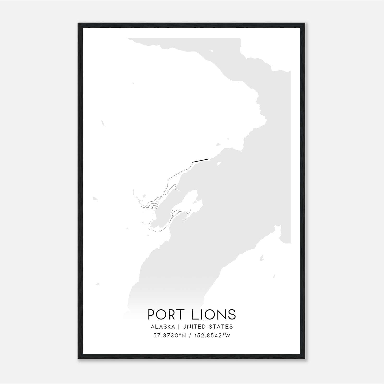 Port Lions Alaska Map Poster, Modern Home Decor Wall Art Print Port Lions Alaska Map Poster, Modern Home Decor Wall Art Print