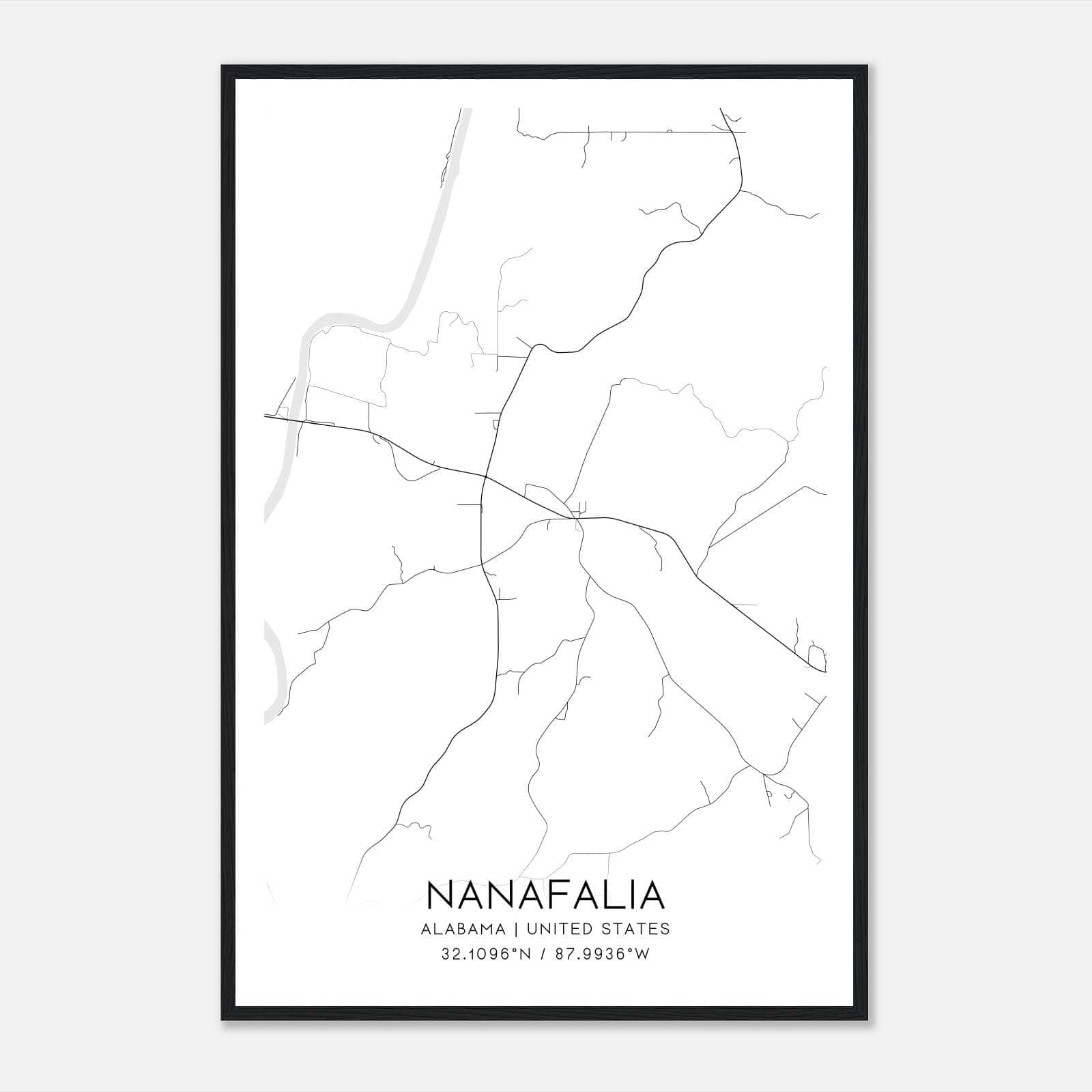 Nanafalia Alabama Map Poster, Modern Home Decor Wall Art Print Nanafalia Alabama Map Poster, Modern Home Decor Wall Art Print