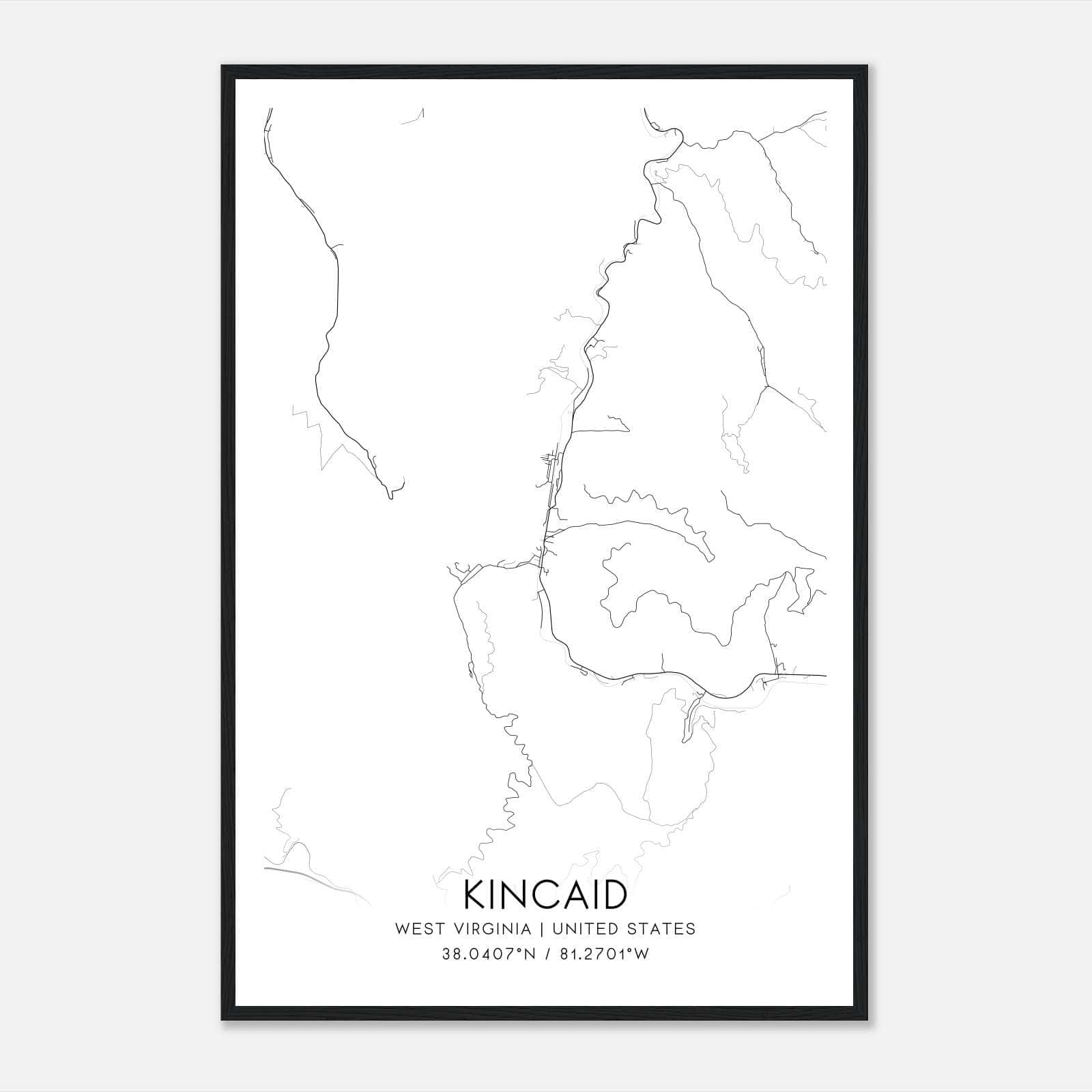Kincaid West Virginia Map Poster, Modern Home Decor Wall Art Print Kincaid West Virginia Map Poster, Modern Home Decor Wall Art Print