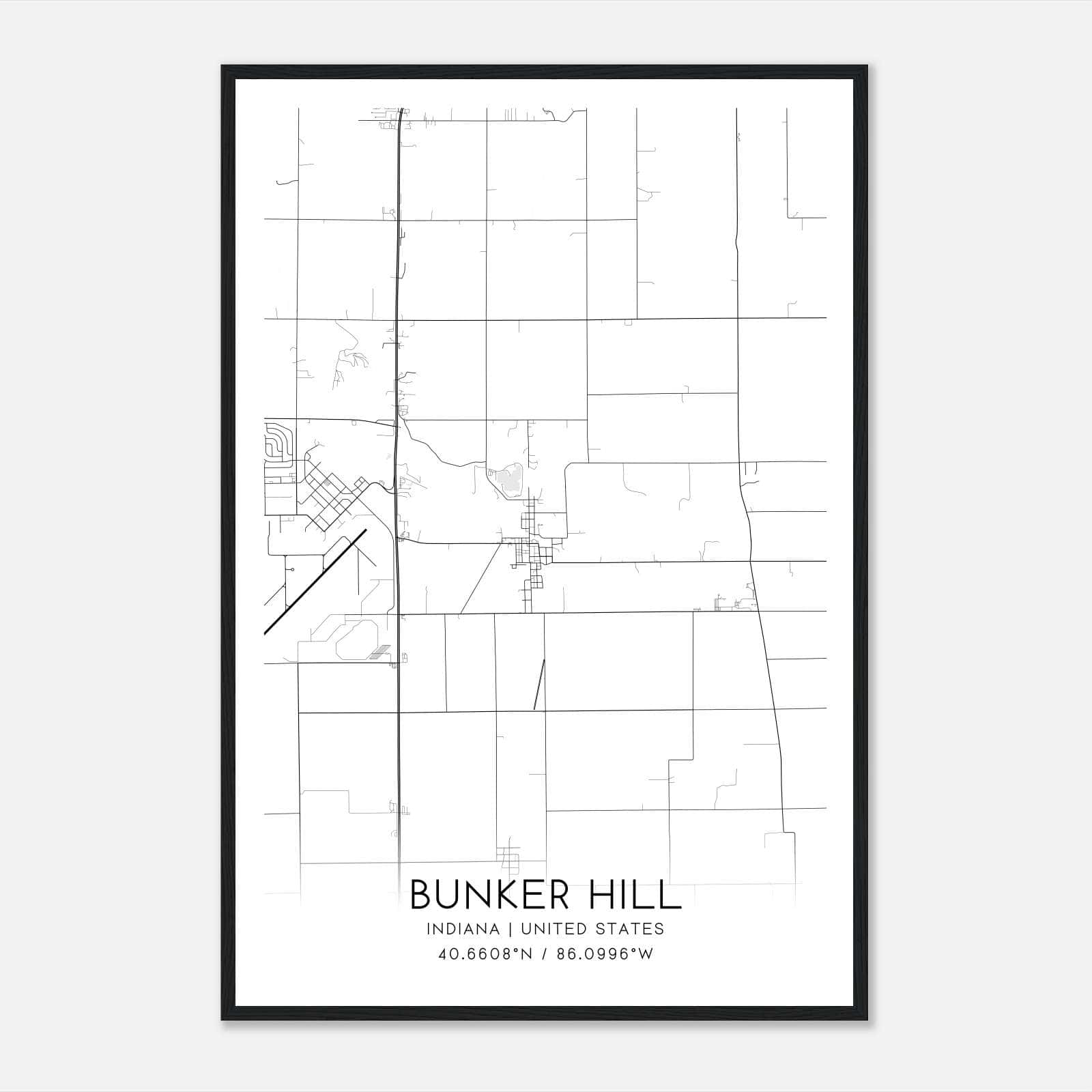 Bunker Hill Indiana Map Poster, Modern Home Decor Wall Art Print Bunker Hill Indiana Map Poster, Modern Home Decor Wall Art Print