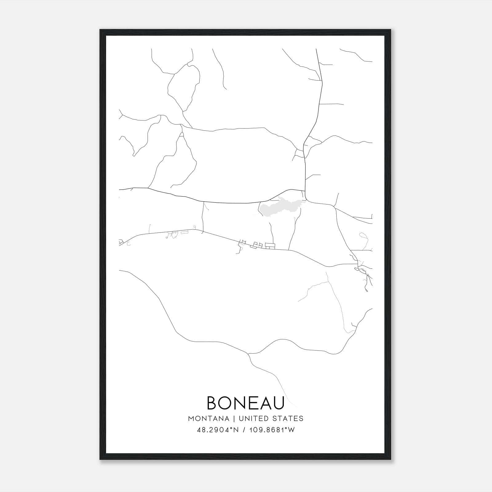Boneau Montana Map Poster, Modern Home Decor Wall Art Print Boneau Montana Map Poster, Modern Home Decor Wall Art Print