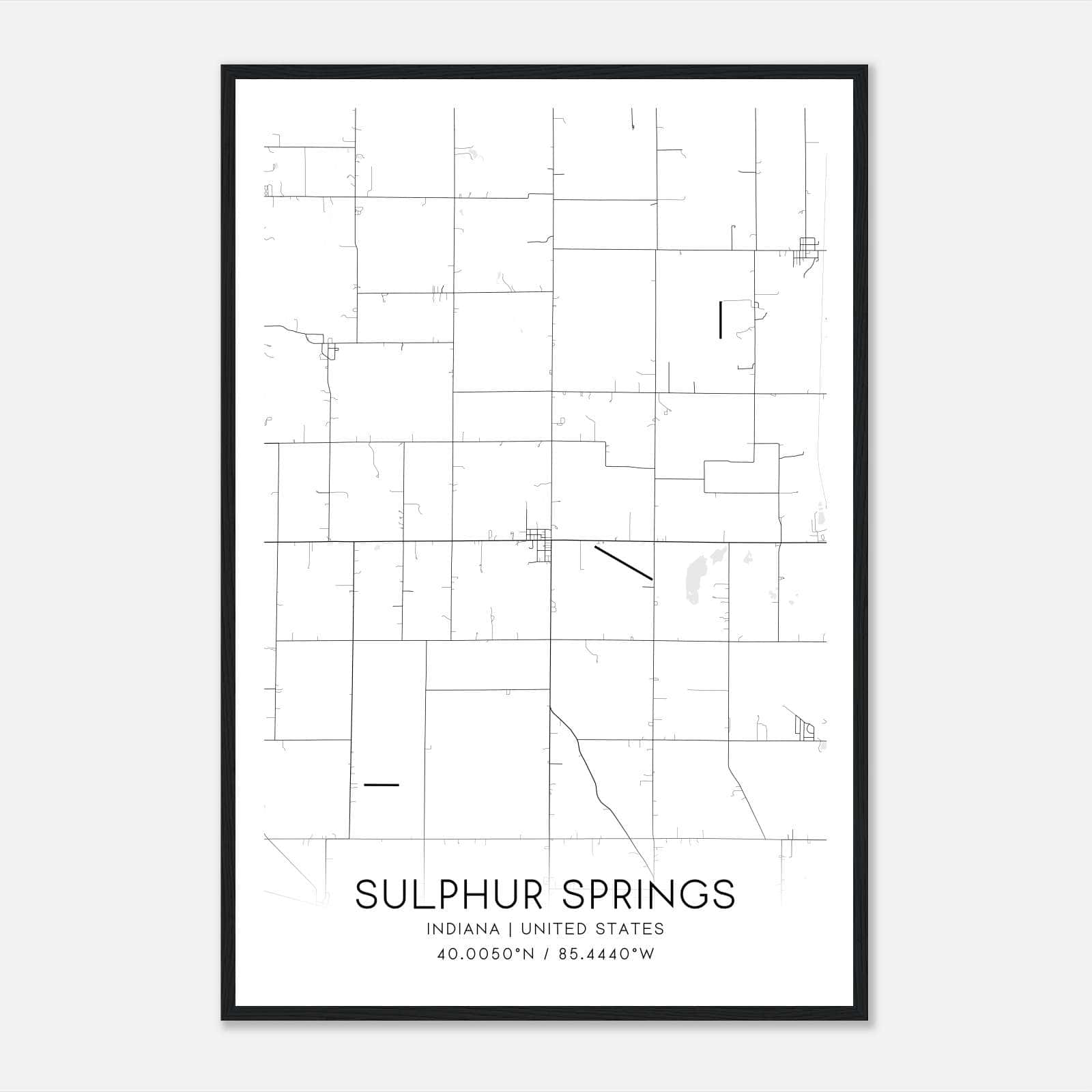 Sulphur Springs Indiana Map Poster, Modern Home Decor Wall Art Print Sulphur Springs Indiana Map Poster, Modern Home Decor Wall Art Print