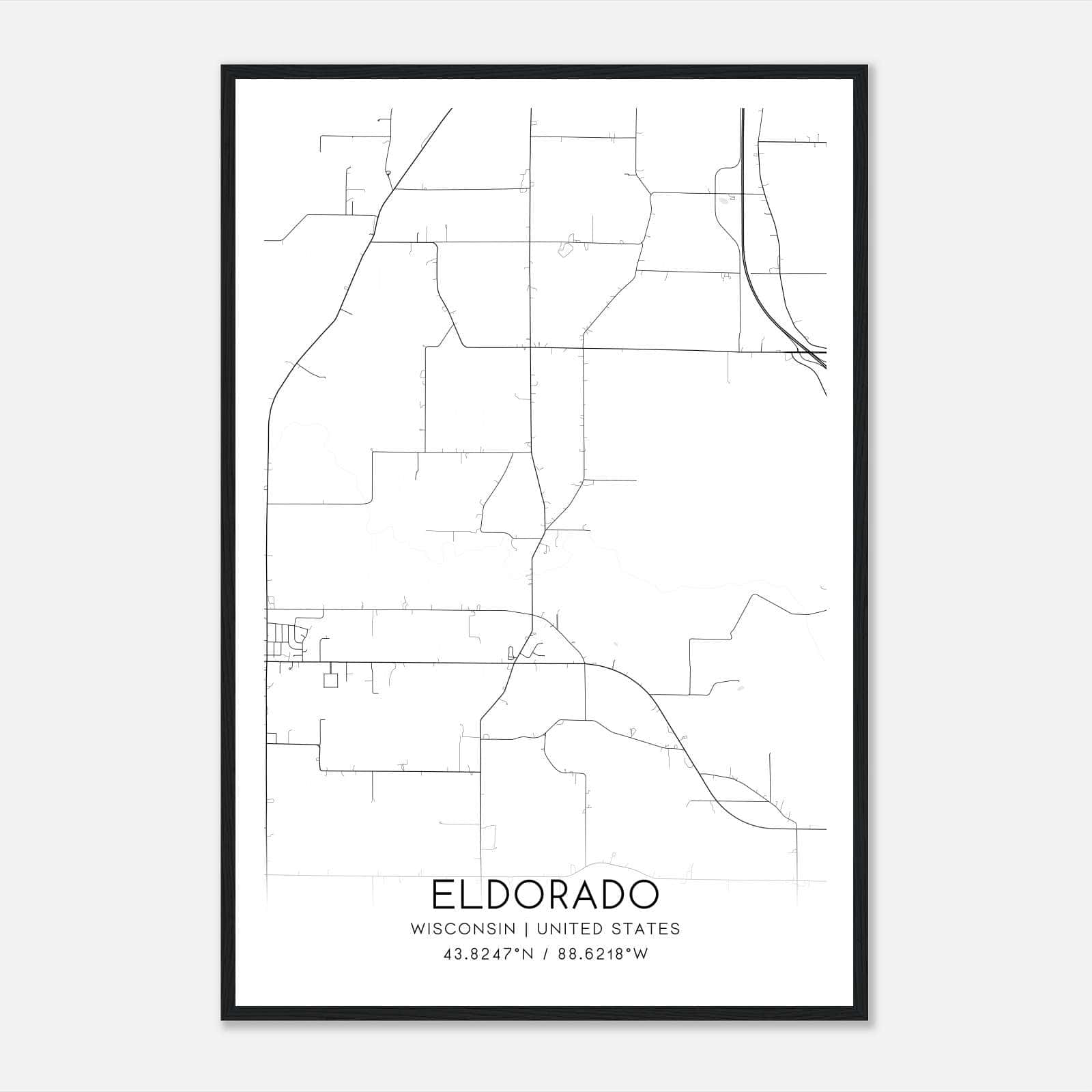 Eldorado Wisconsin Map Poster, Modern Home Decor Wall Art Print Eldorado Wisconsin Map Poster, Modern Home Decor Wall Art Print