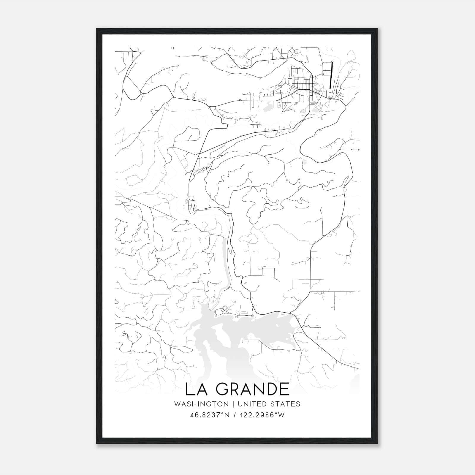La Grande Washington Map Poster, Modern Home Decor Wall Art Print La Grande Washington Map Poster, Modern Home Decor Wall Art Print
