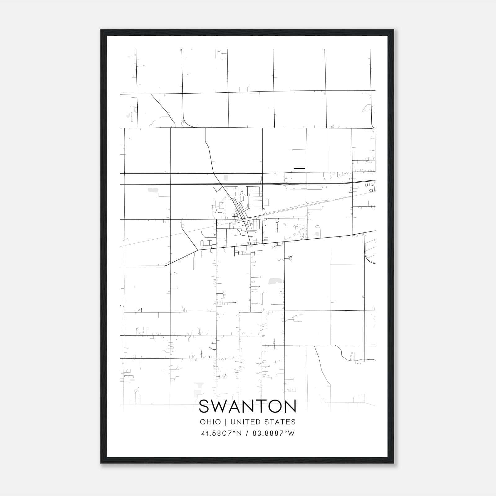 Swanton Ohio Map Poster, Modern Home Decor Wall Art Print Swanton Ohio Map Poster, Modern Home Decor Wall Art Print
