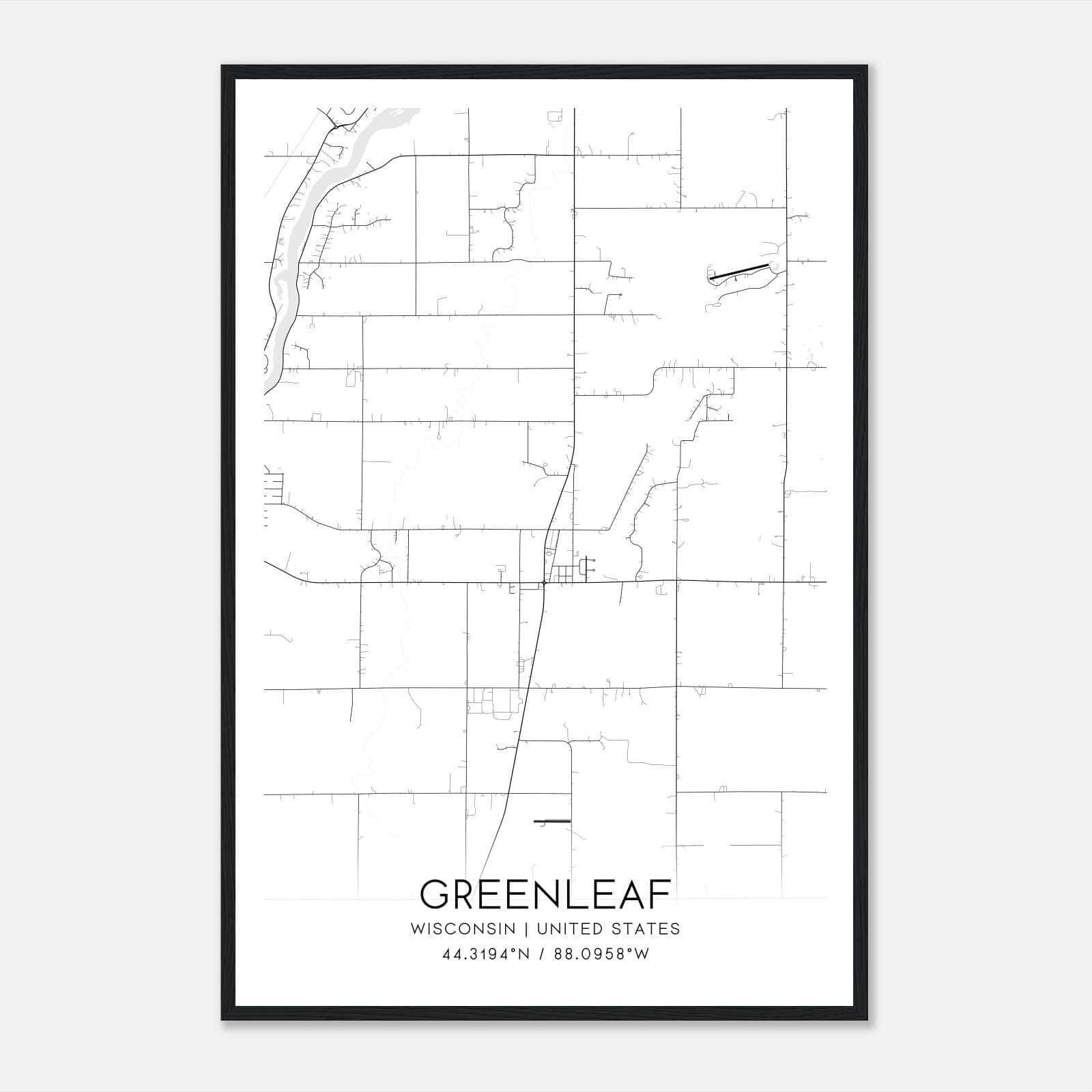 Greenleaf Wisconsin Map Poster, Modern Home Decor Wall Art Print Greenleaf Wisconsin Map Poster, Modern Home Decor Wall Art Print