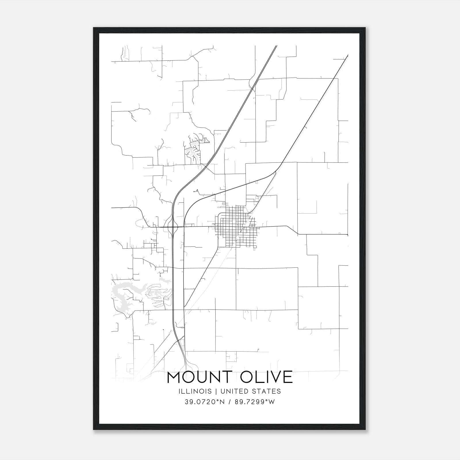 Mount Olive Illinois Map Poster, Modern Home Decor Wall Art Print Mount Olive Illinois Map Poster, Modern Home Decor Wall Art Print