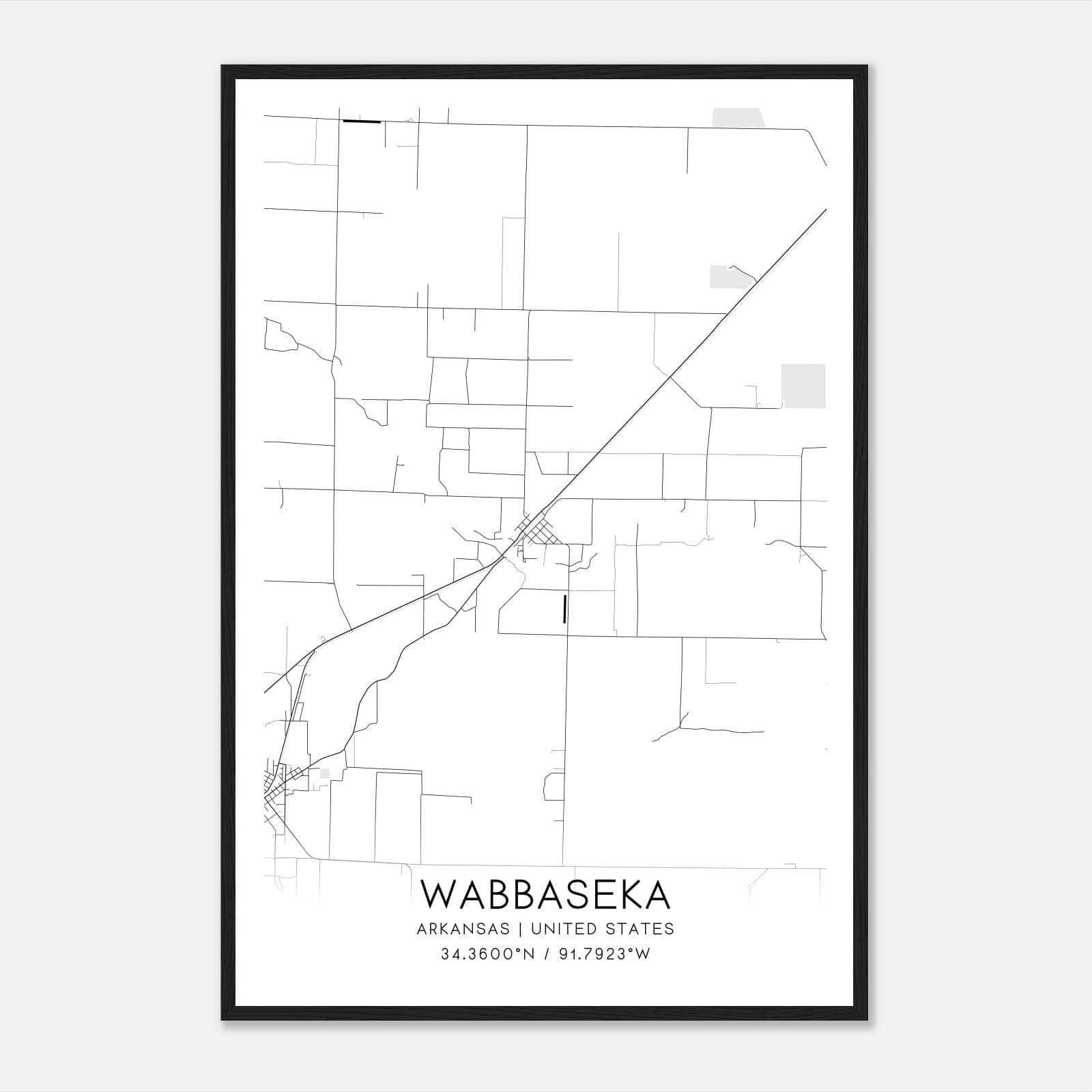 Wabbaseka Arkansas Map Poster, Modern Home Decor Wall Art Print Wabbaseka Arkansas Map Poster, Modern Home Decor Wall Art Print