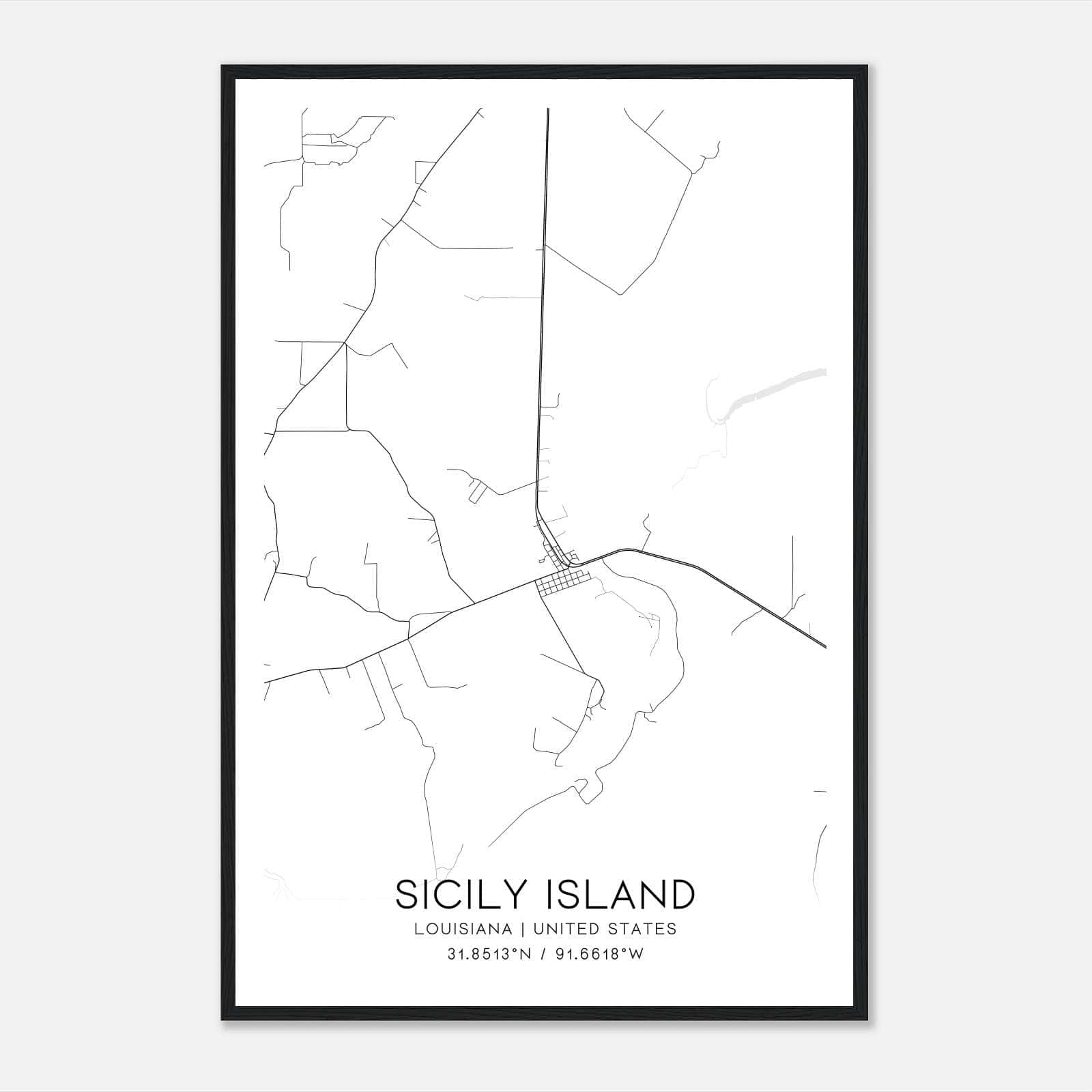 Sicily Island Louisiana Map Poster, Modern Home Decor Wall Art Print Sicily Island Louisiana Map Poster, Modern Home Decor Wall Art Print