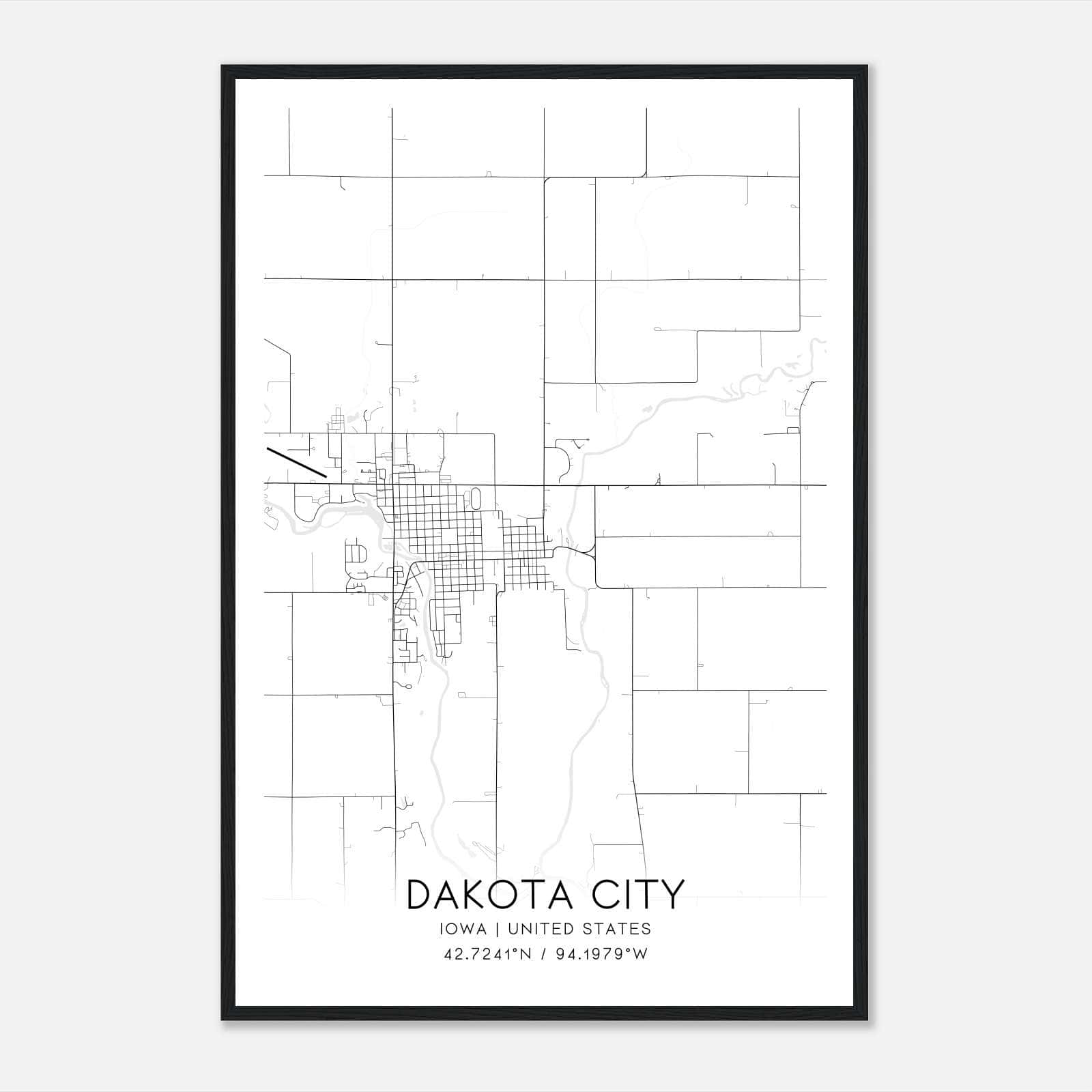 Dakota City Iowa Map Poster, Modern Home Decor Wall Art Print Dakota City Iowa Map Poster, Modern Home Decor Wall Art Print