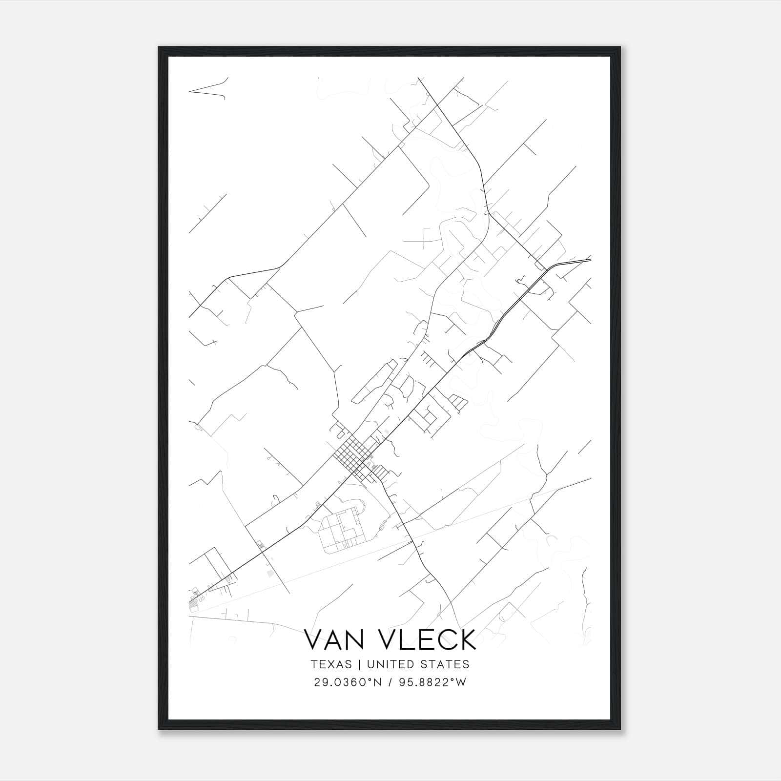 Van Vleck Texas Map Poster, Modern Home Decor Wall Art Print Van Vleck Texas Map Poster, Modern Home Decor Wall Art Print