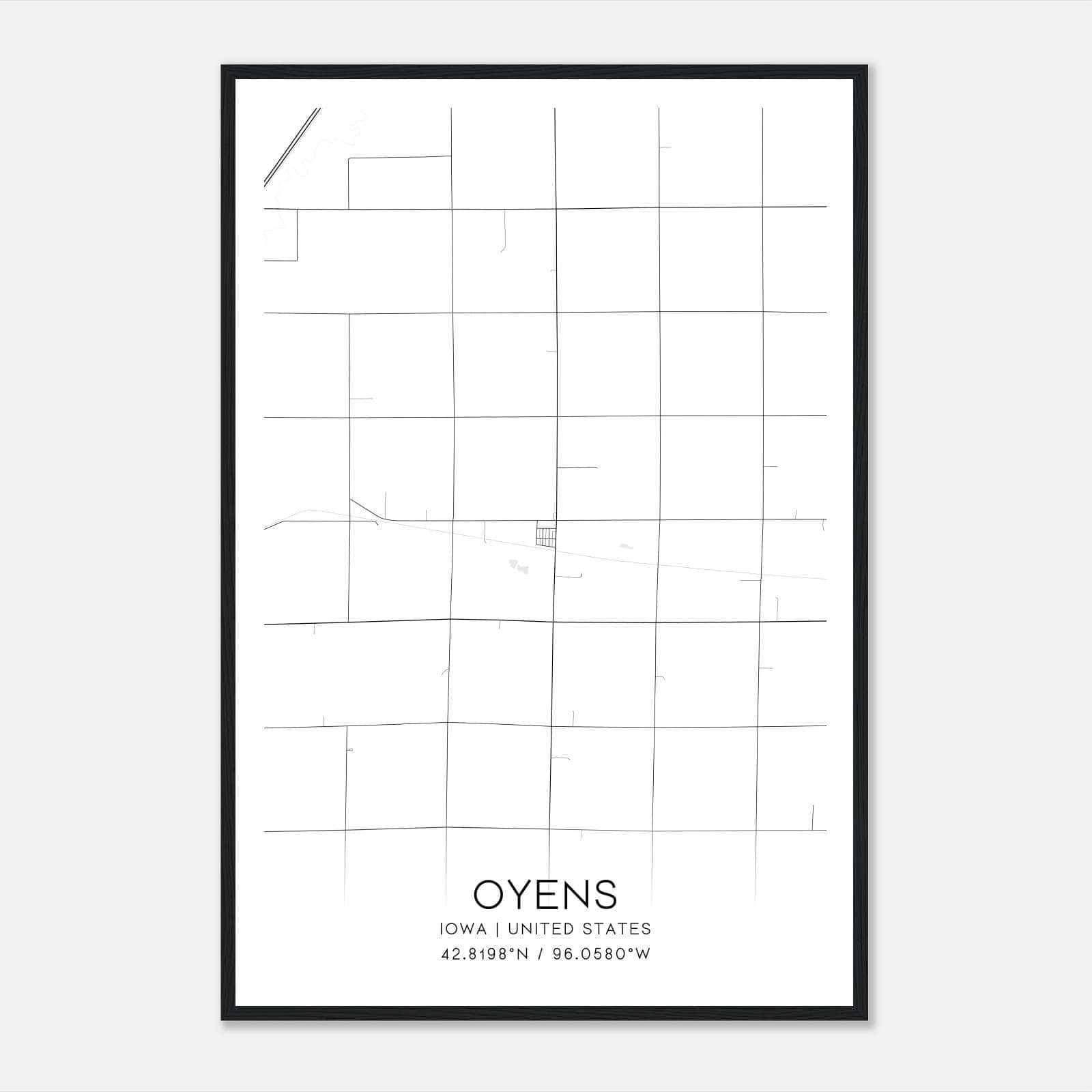 Oyens Iowa Map Poster, Modern Home Decor Wall Art Print Oyens Iowa Map Poster, Modern Home Decor Wall Art Print