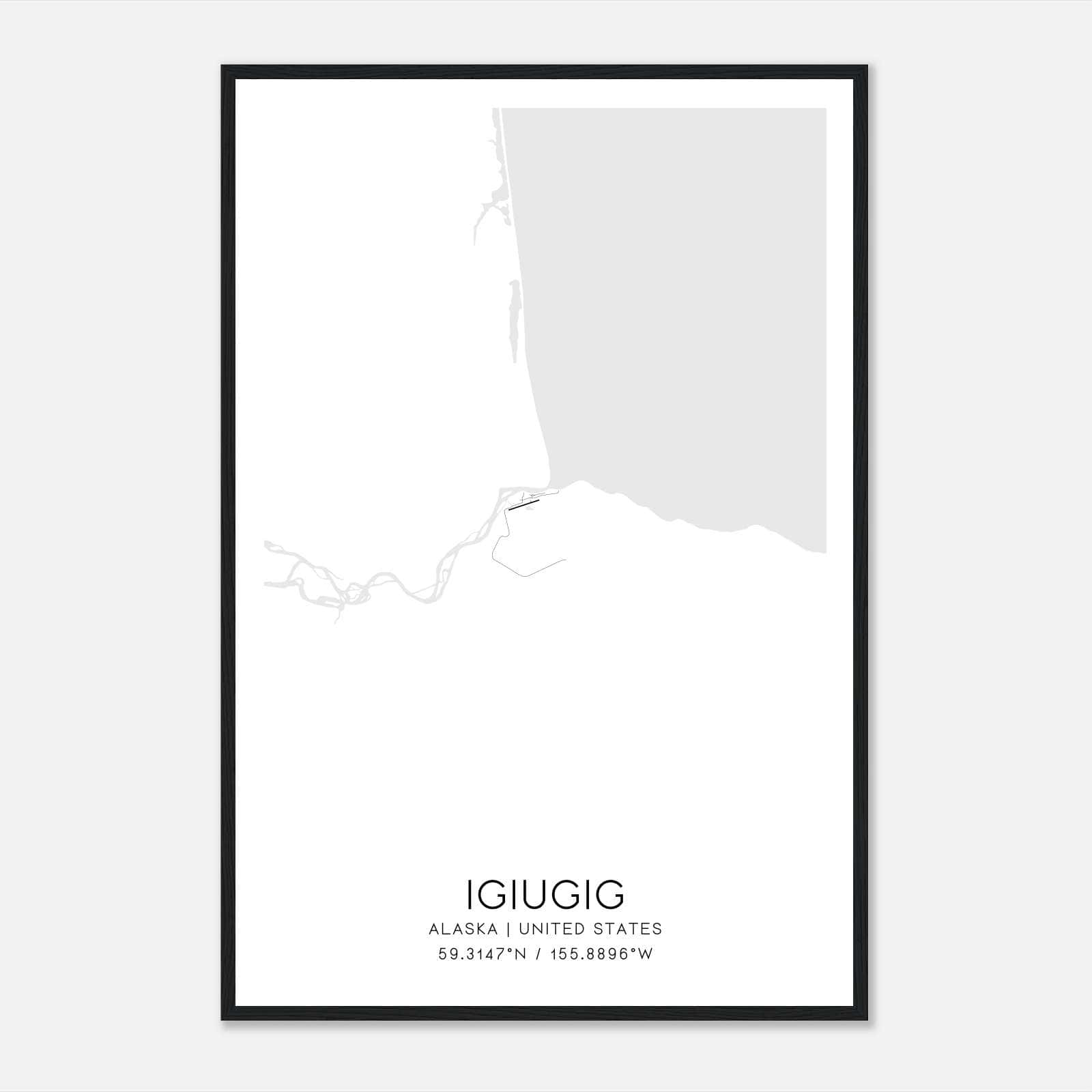Igiugig Alaska Map Poster, Modern Home Decor Wall Art Print Igiugig Alaska Map Poster, Modern Home Decor Wall Art Print